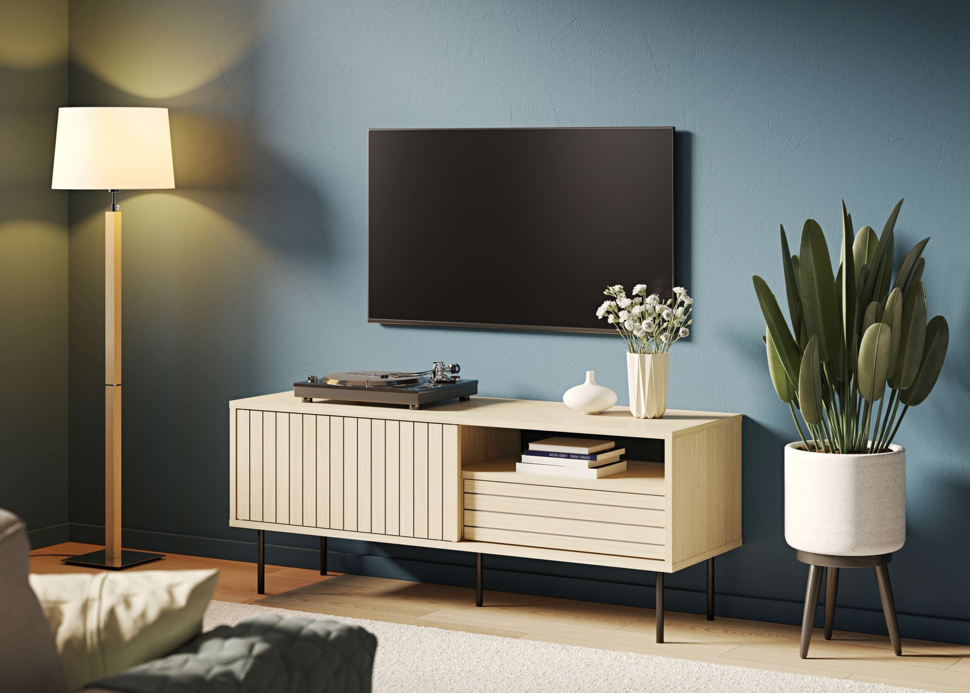 TV-Bank »Trivia Lowboard, TV-Schrank, Lamellenfront,«, Fronten gestreift, mit...