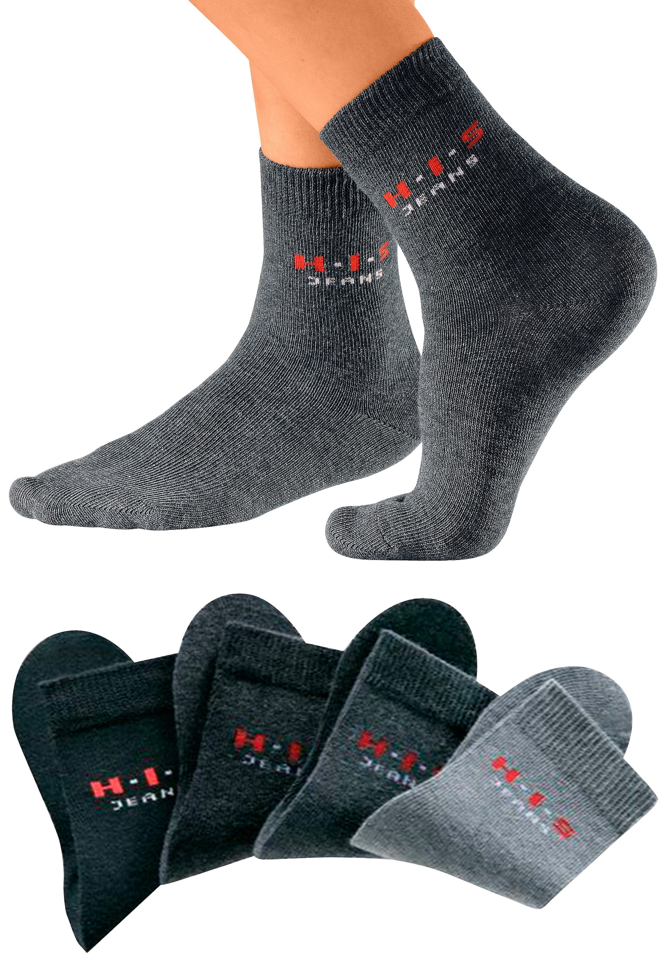 H.I.S Basicsocken, (4 Paar), mit kontrasfarbenem Logo