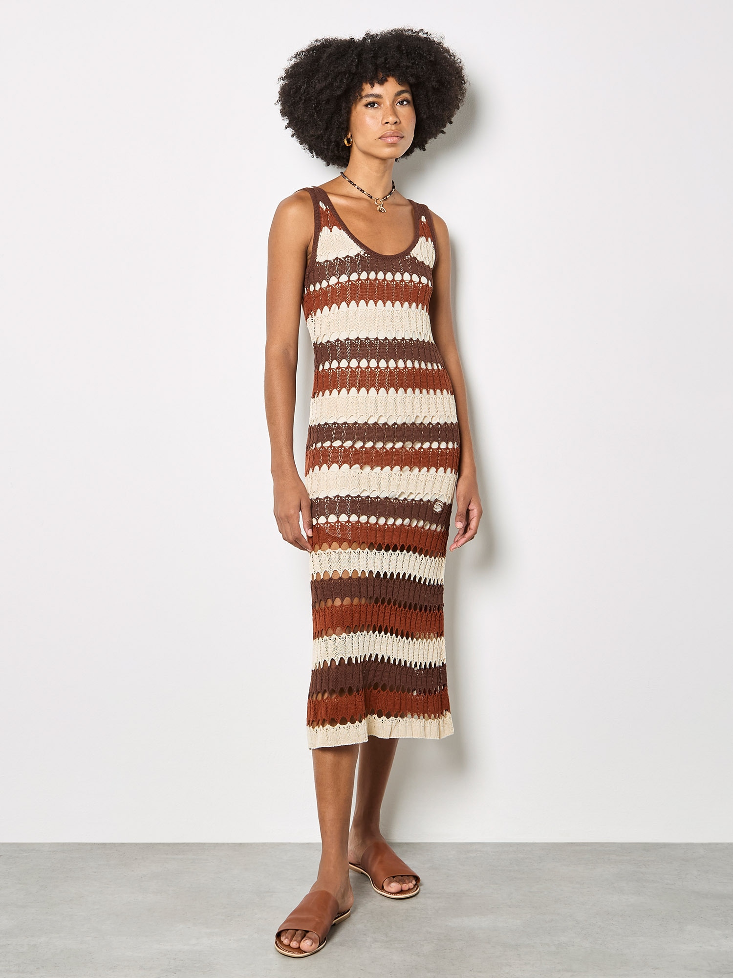 Apricot Maxikleid »Midikleid« mit Häkelstreifen