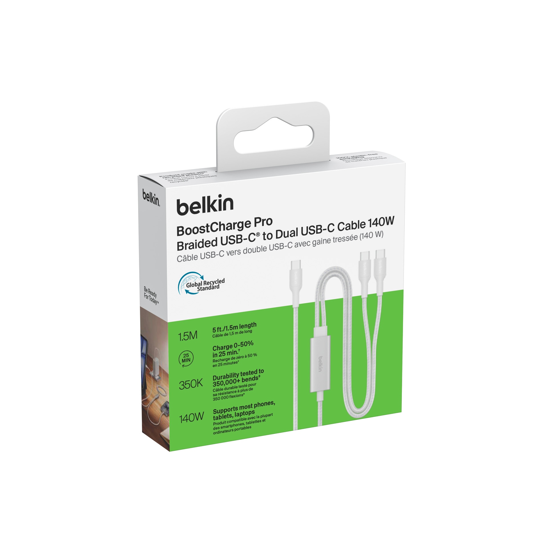 Belkin USB-Kabel »BoostCharge Pro geflochtenes USB-C-Doppelkabel (140 W)« USB-C 150 cm