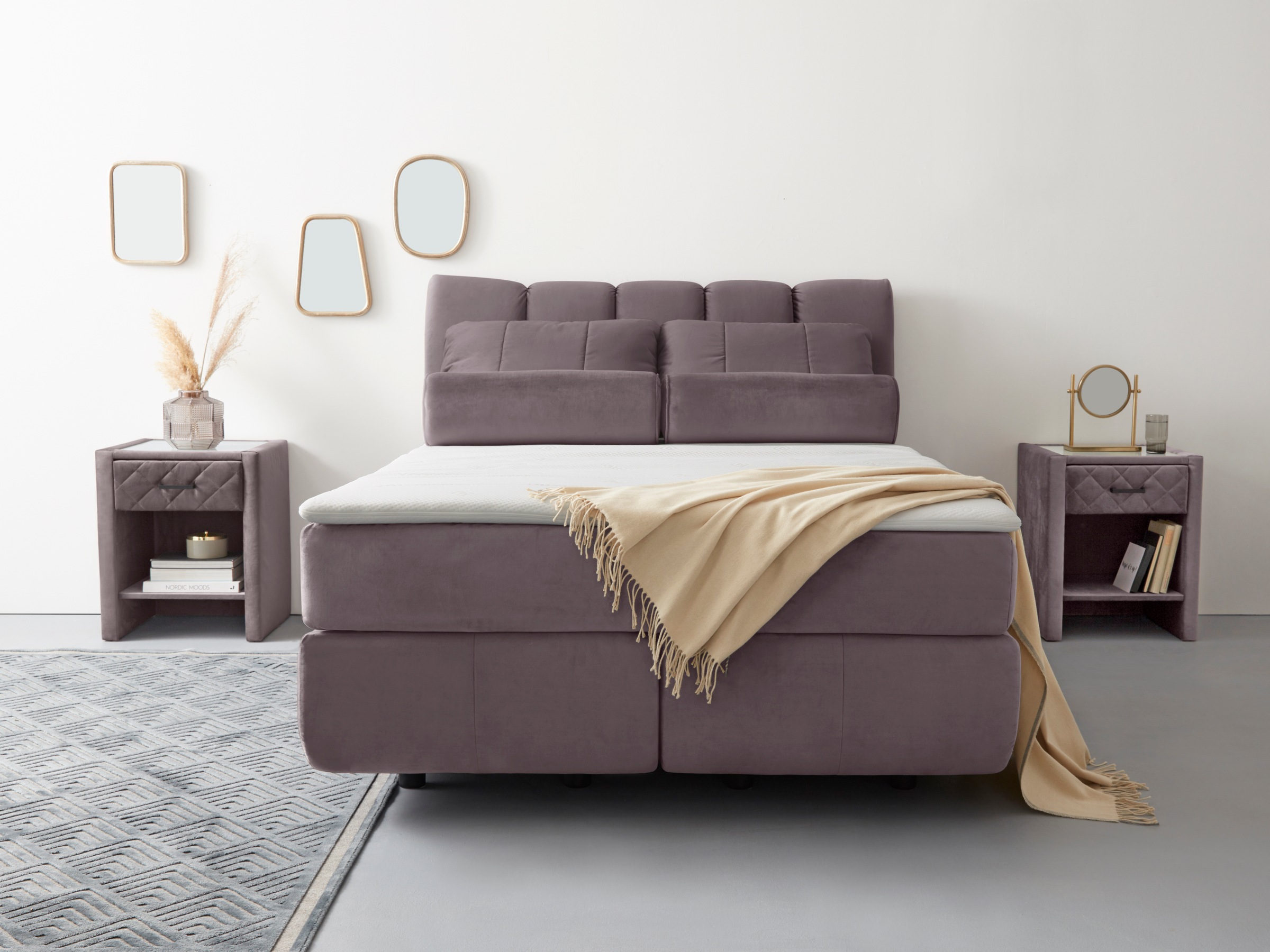 Home affaire Boxspringbett »Océane« Bodenfrei- wirkt freischwebend, verschiedene Härtegrade (auch H4)