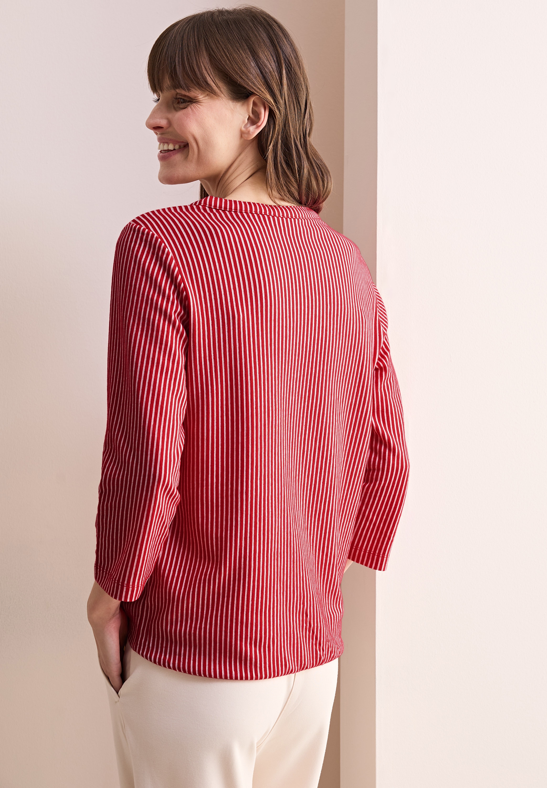 Cecil 3/4-Arm-Shirt, im Tunika-Look, mit geschlitztem Rundhals
