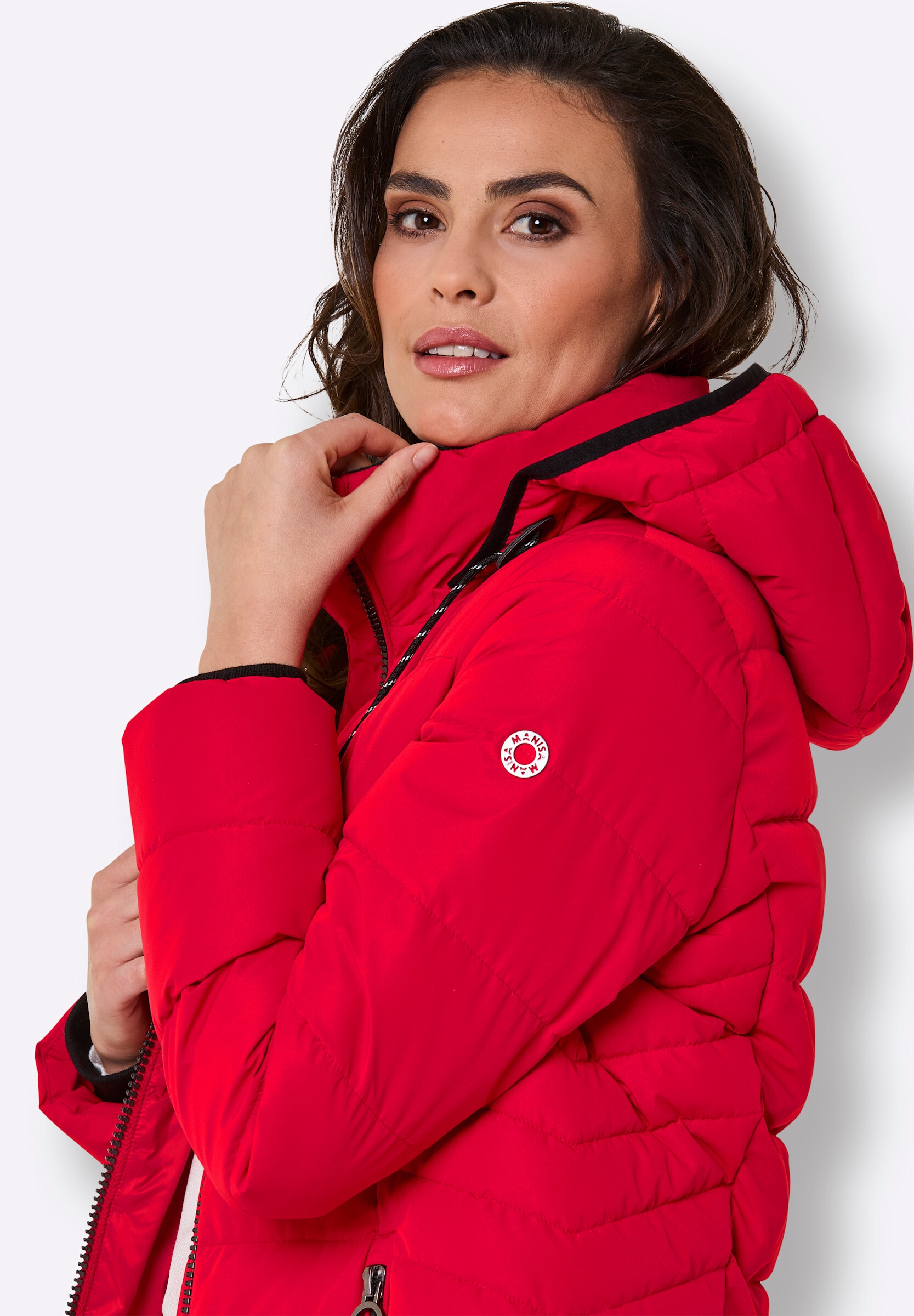 MANISA Steppjacke »Regen-Steppmantel Regenmantel mit Reflektor-Details« Abnehmbare Kapuze