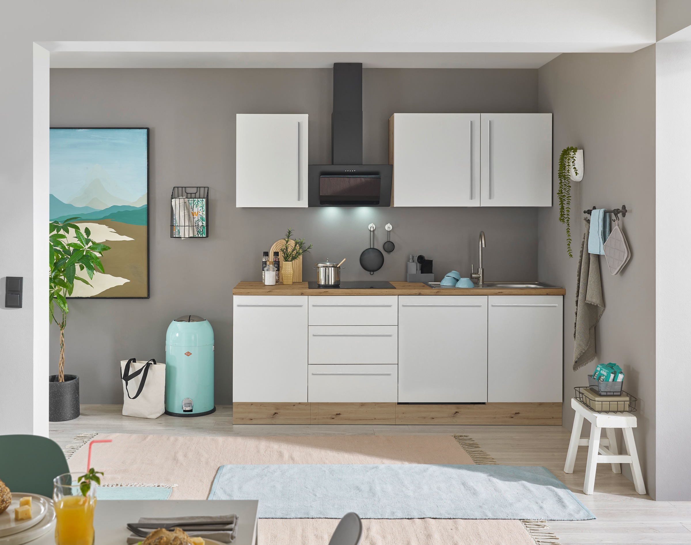 KOCHSTATION Küchenzeile »Florida«, Breite 220 cm, Softclose für Türen und Schubkästen, ohne E-Geräte
