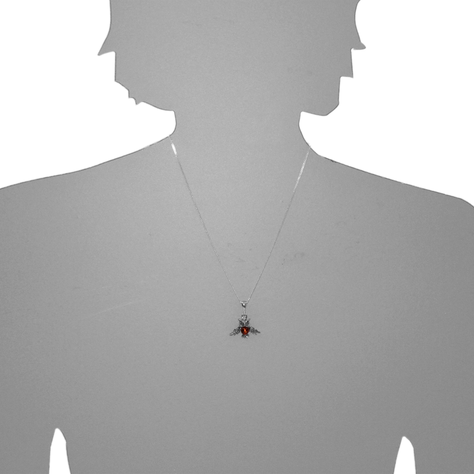 OSTSEE-SCHMUCK Kette mit Anhänger »- Eule - Silber 925/000 - Bernstein«