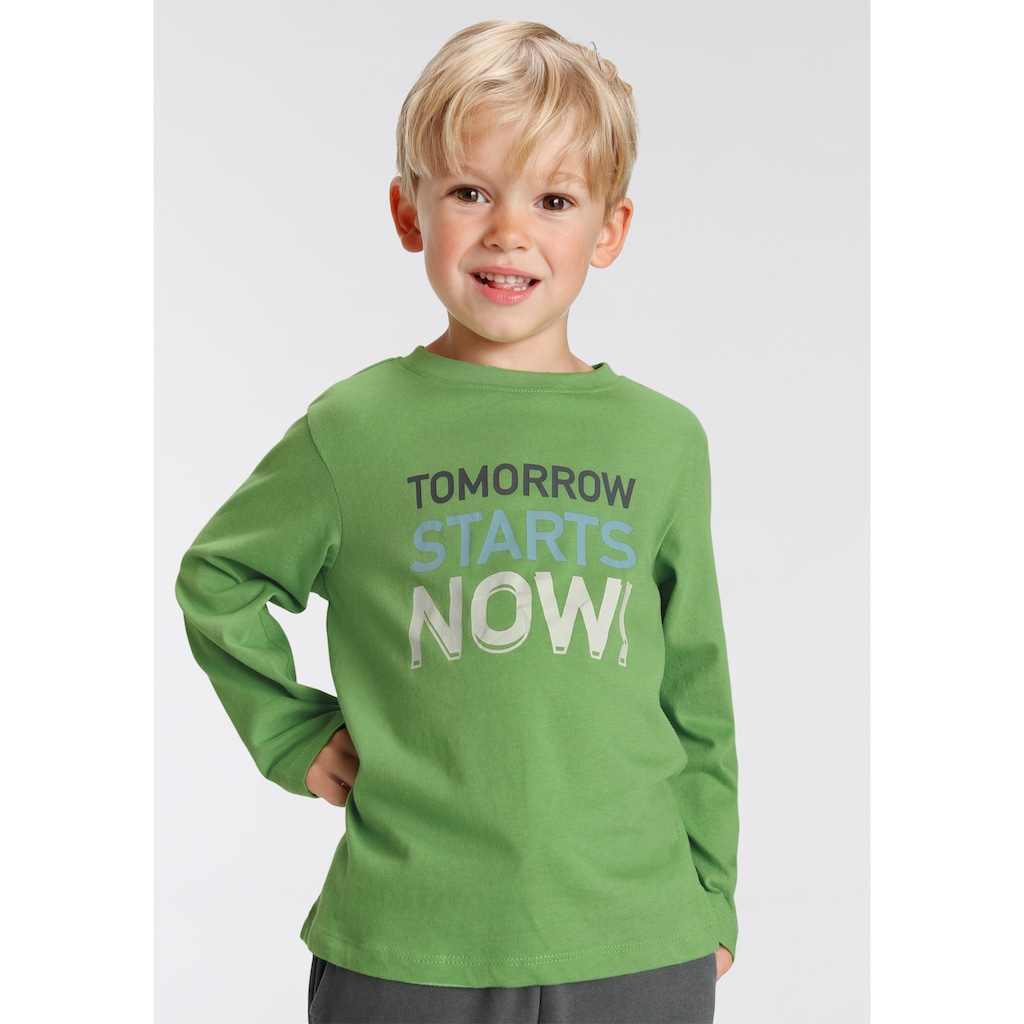 KIDSWORLD Shirt & Hose »TOMORROW STARTS NOW«, (Set, 2 tlg., LA-Shirt & Jogginghose)