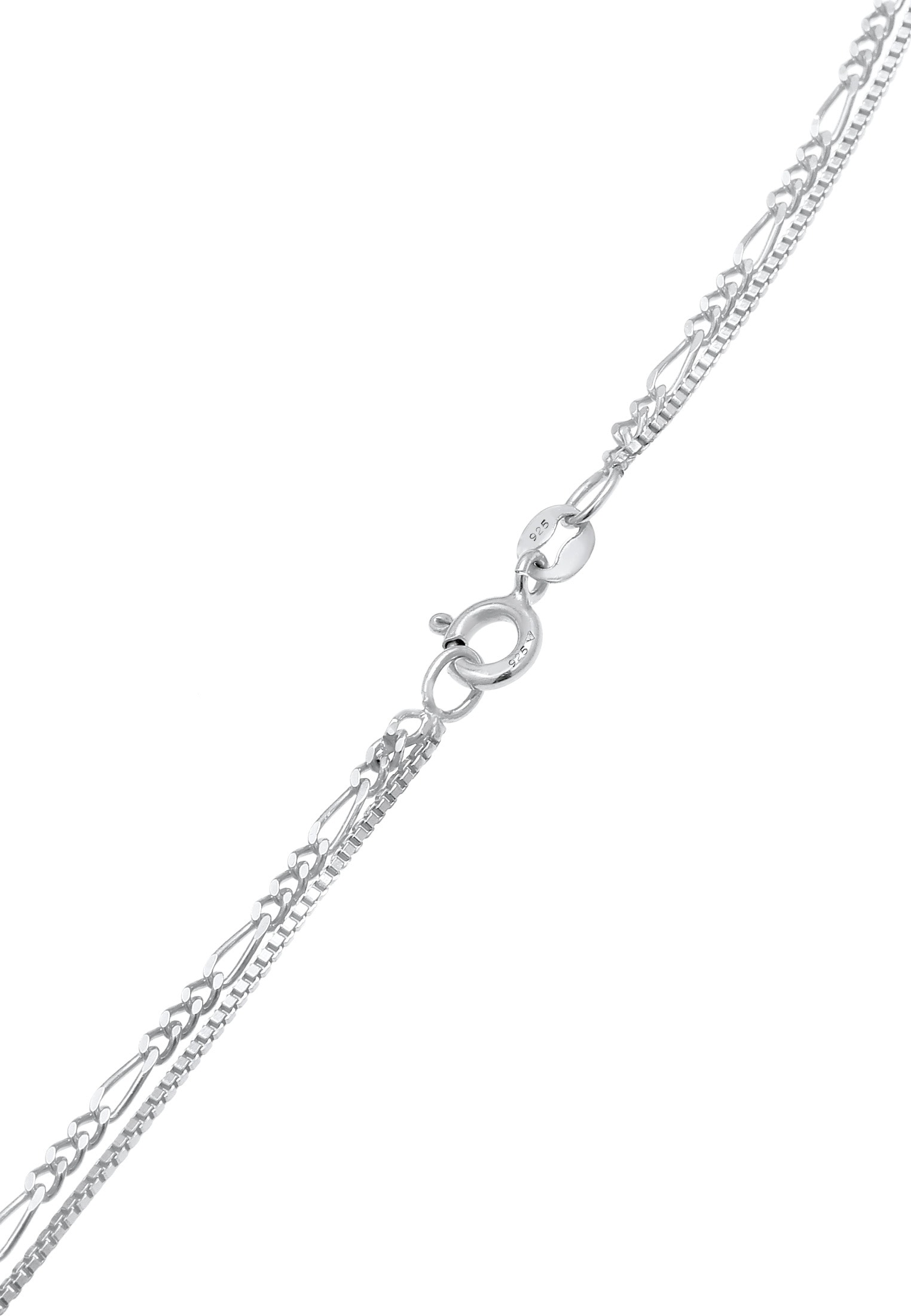 Elli Kette ohne Anhänger »Halskette Elli Halskette Layer Plättchen Figaro Boho 2-lagig 925 Silber«