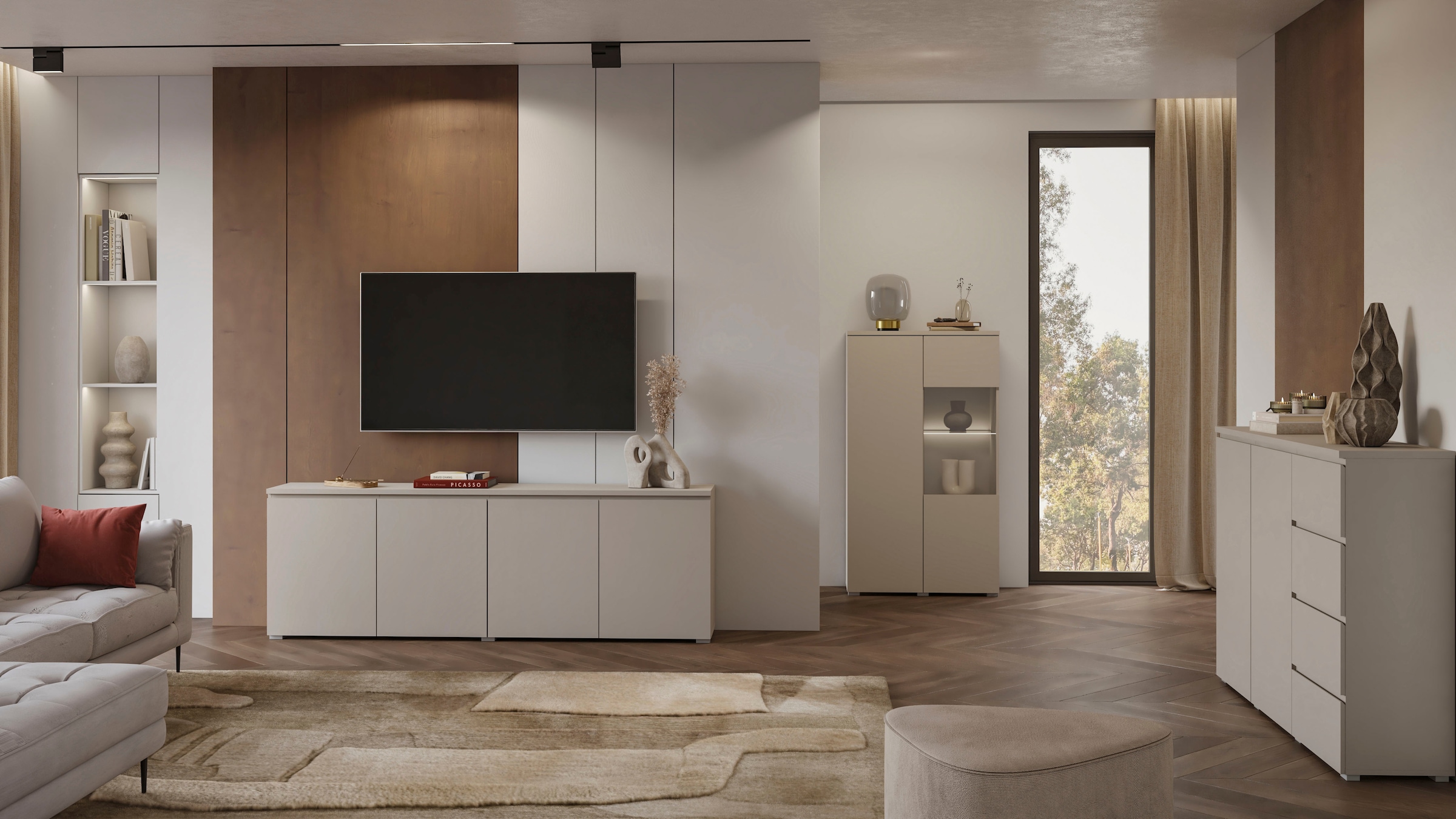 OTTO home Sideboard »Modo, Breite 200 cm, moderne grifflose Kommode 4Türen« Anrichte mit viel Stauraum, Einlegeböden verstellbar