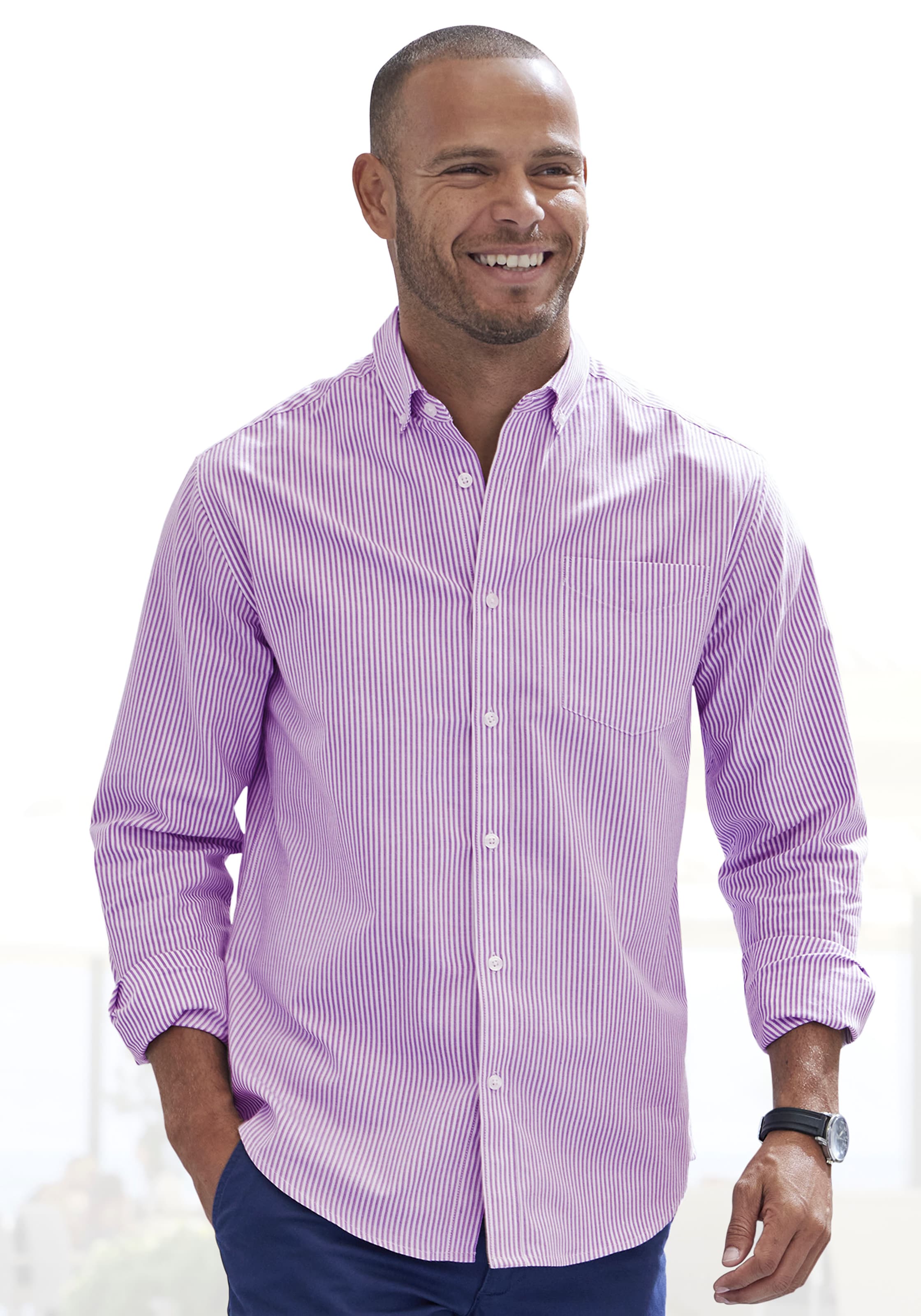 H.I.S Langarmhemd »Regular-fit«, Oxfordhemd langarm mit Button-down-Kragen aus reiner Baumwolle