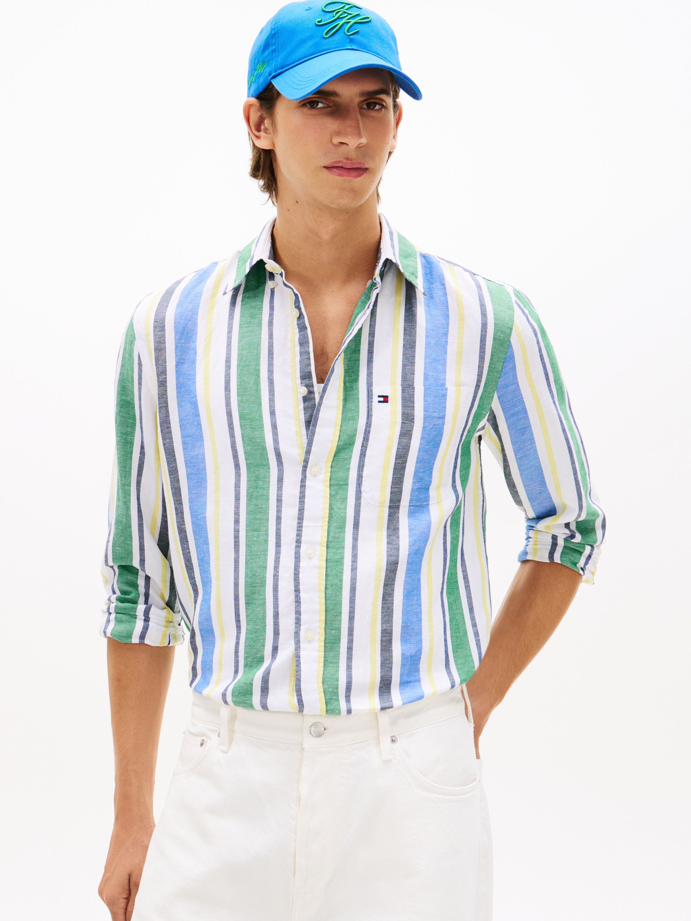 Tommy Hilfiger Langarmhemd »LINEN BLEND BOLD STRIPE« regular fit, Leinenmix, mit Streifen