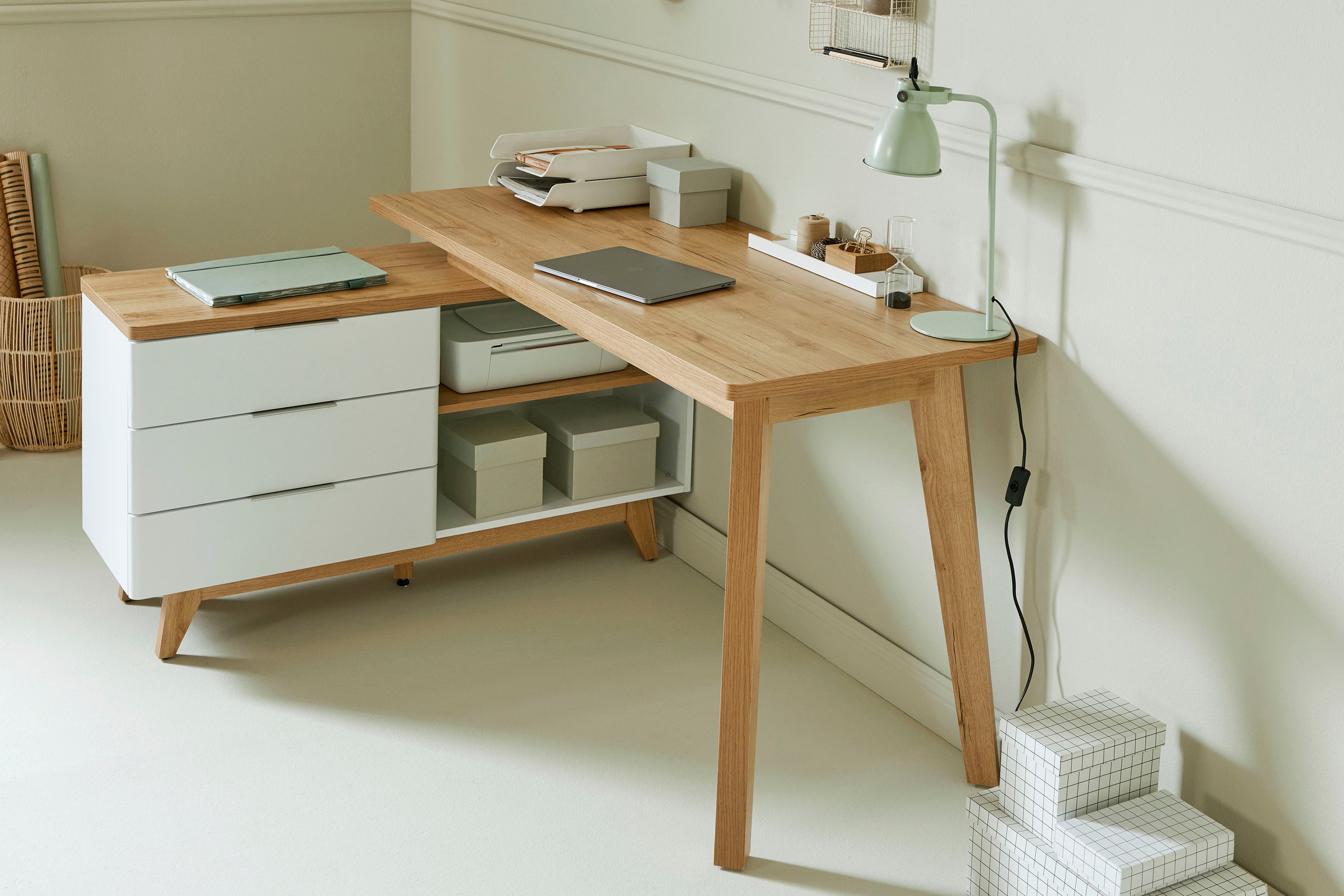 Jahnke Eckschreibtisch »LIBRE D 240 E«, (1 St.), wechselseitig montierbar, Breite ca. 140 cm
