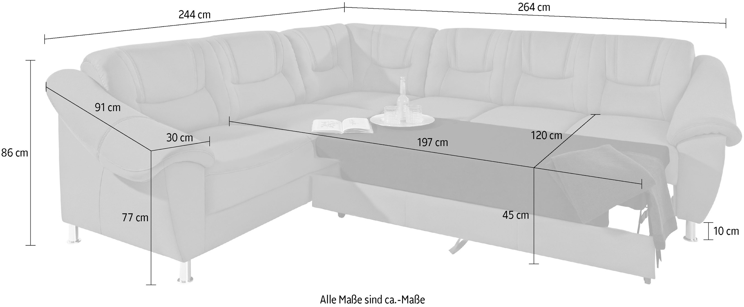 sit&more Ecksofa »Salsa L-Form«, mit Federkern, wahlweise mit Bettfunktion