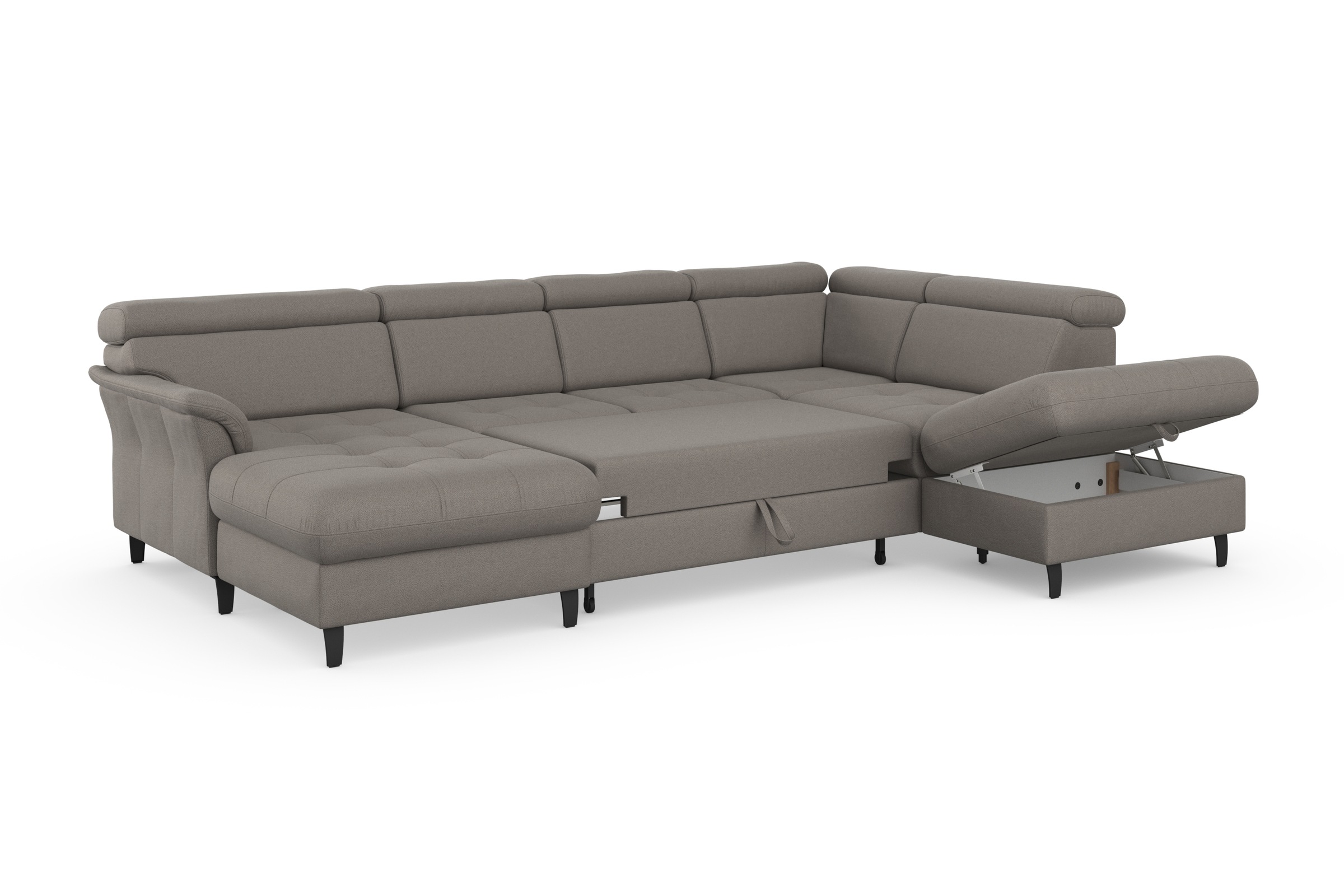 sit&more Wohnlandschaft »Marano U-Form«, inklusive Kopfteilverstellung, wahlweise mit Bettfunktion, Bettkasten