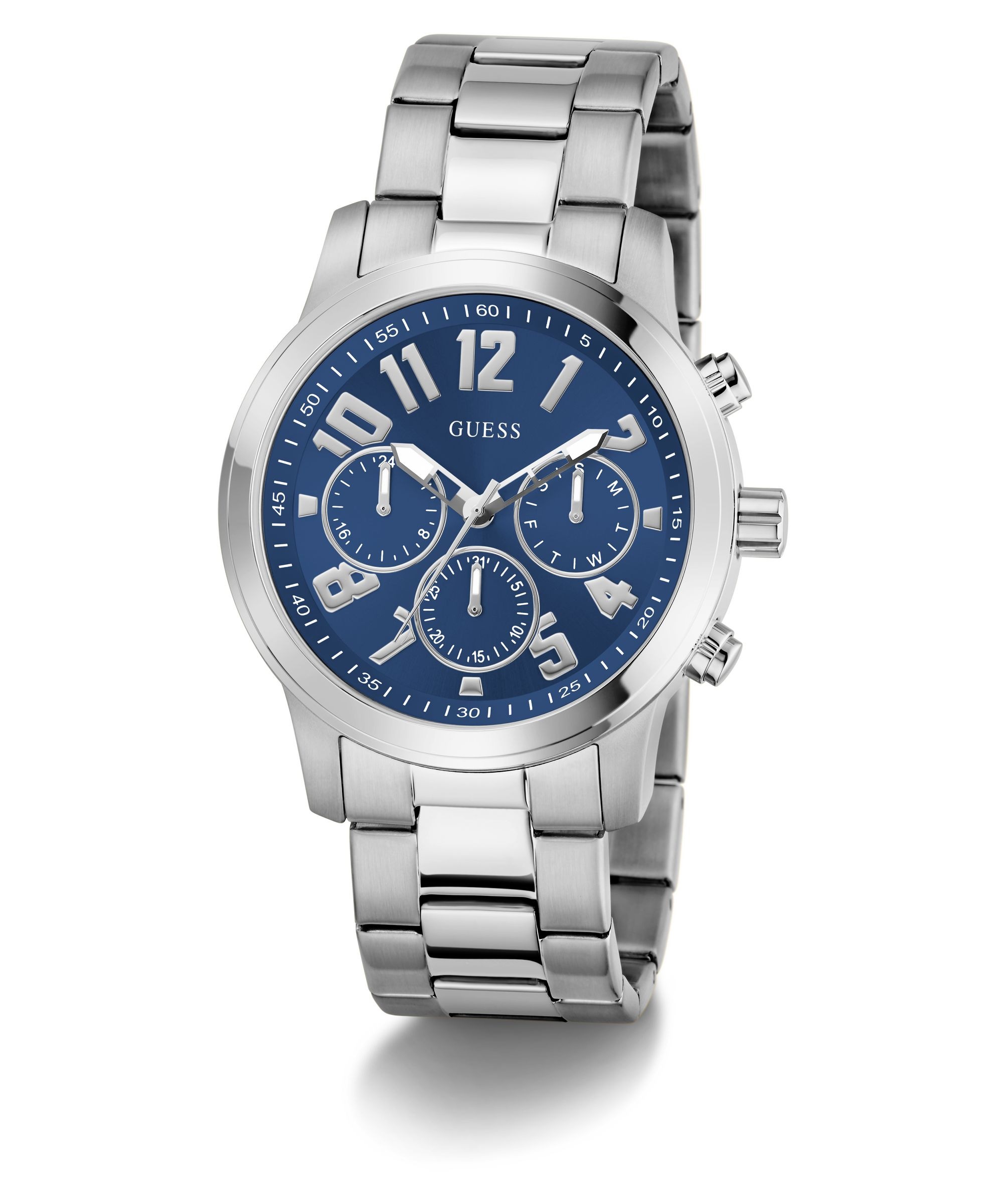 Guess Quarzuhr »PARKER« Armbanduhr, Herrenuhr, Edelstahlarmband, analog, Wochentag, Tag