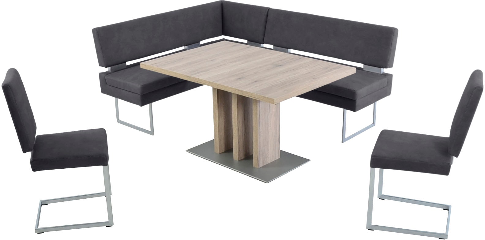 K+W Komfort & Wohnen Essgruppe, (4 tlg.), langer Schenkel links oder rechts, 2 Freischwinger, 1 Funktionstisch