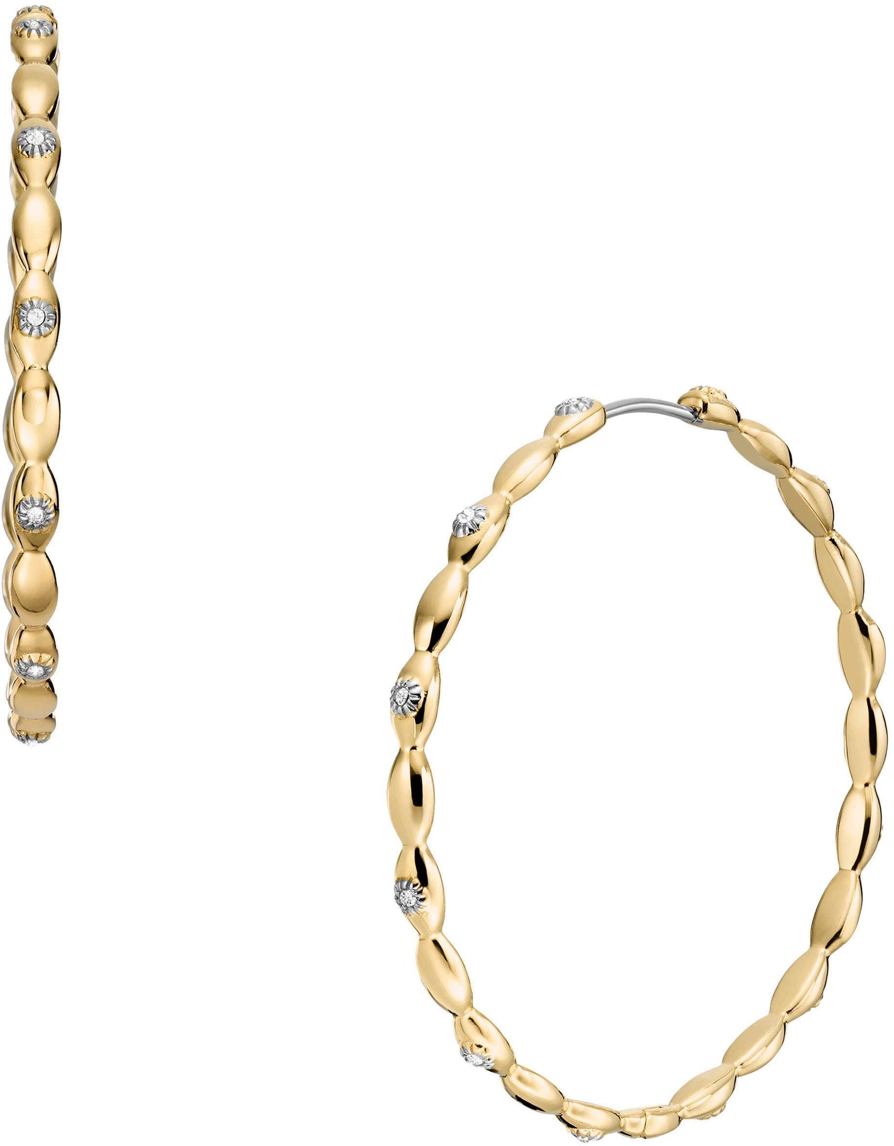 Fossil Paar Creolen »Schmuck Edelstahl Ohrringe Sutton, JF04817710«, mit Glasstein