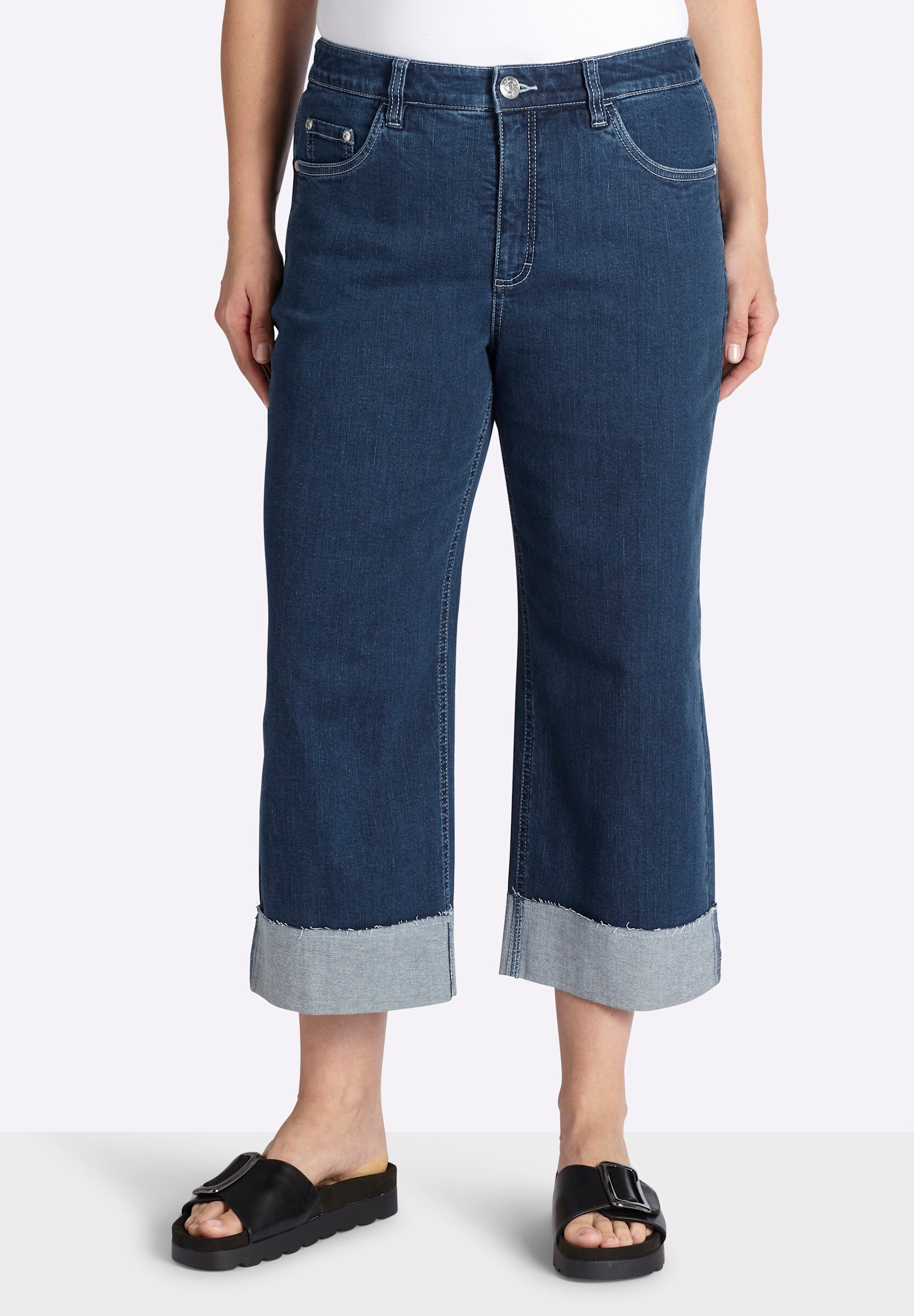 Sheego 5-Pocket-Jeans »7/8-Jeans 7/8-Jeans mit breitem Saum-Umschlag«