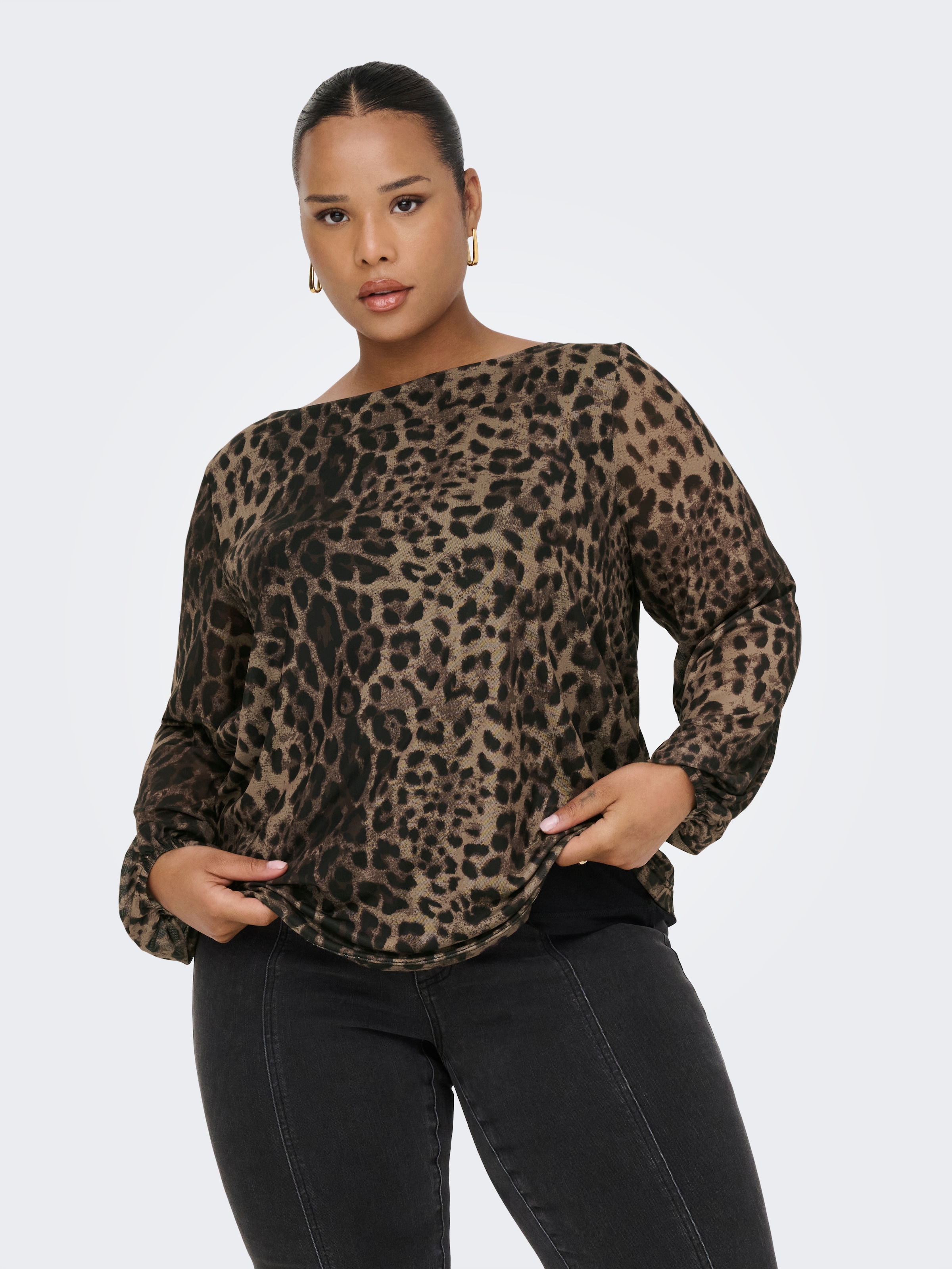 ONLY CARMAKOMA Langarmshirt »CARFOREST LIFE L/S BOATNECK TOP JRS«