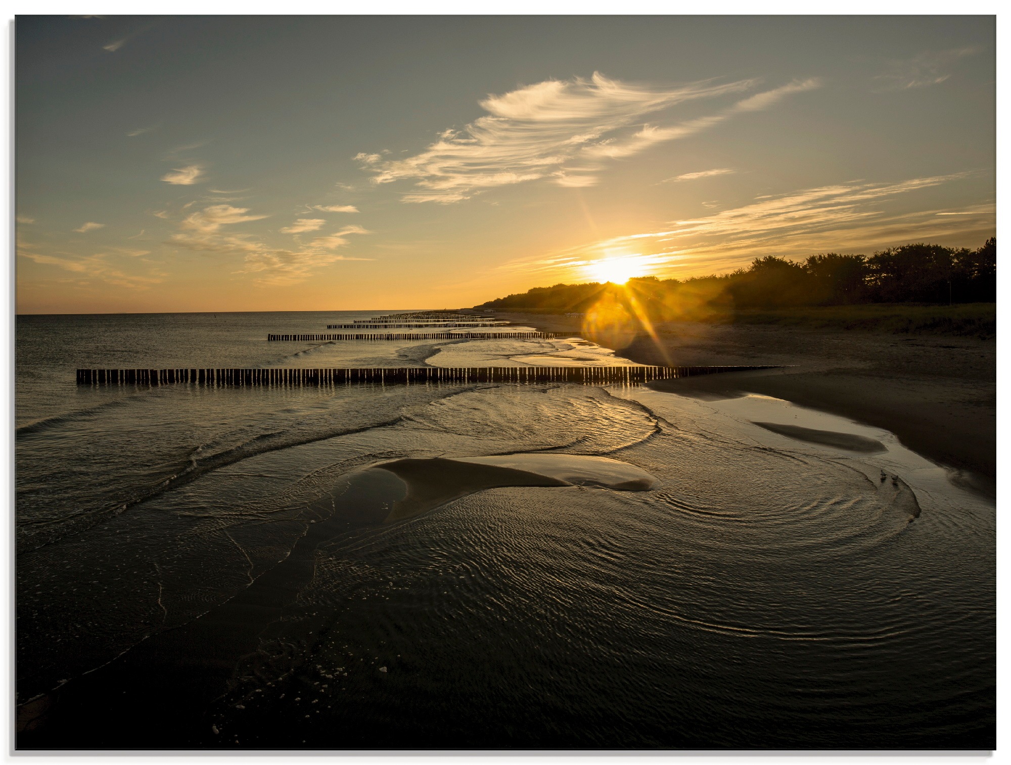 Artland Glasbild »Früh morgens auf dem Darß«, Sonnenaufgang & -untergang, (1 St.)