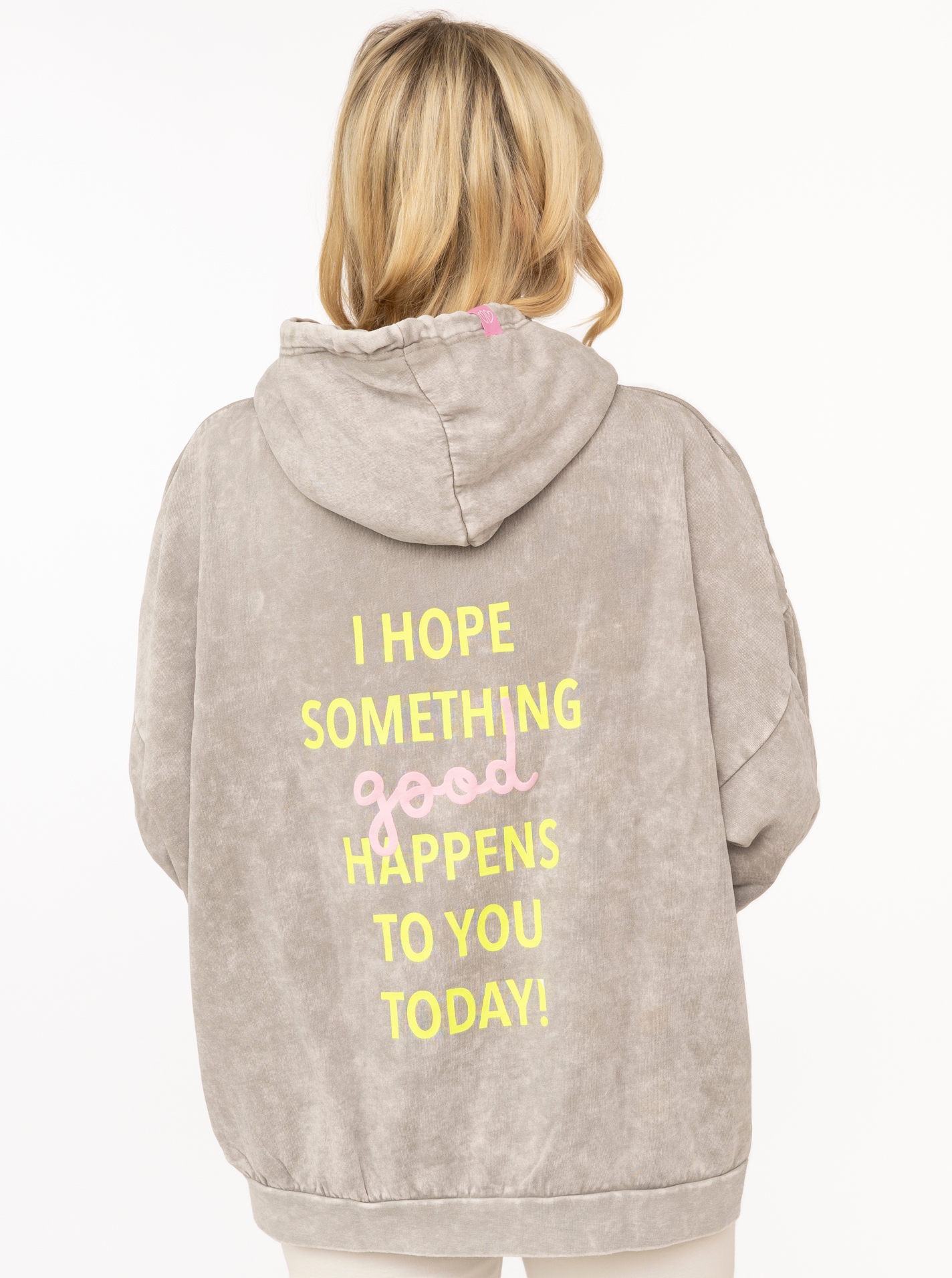 Zwillingsherz Hoodie »"Washed Neon"«, Oversized Fit, Washed-Optik, Kapuze, Kängurutasche, Neon-Print hinten
