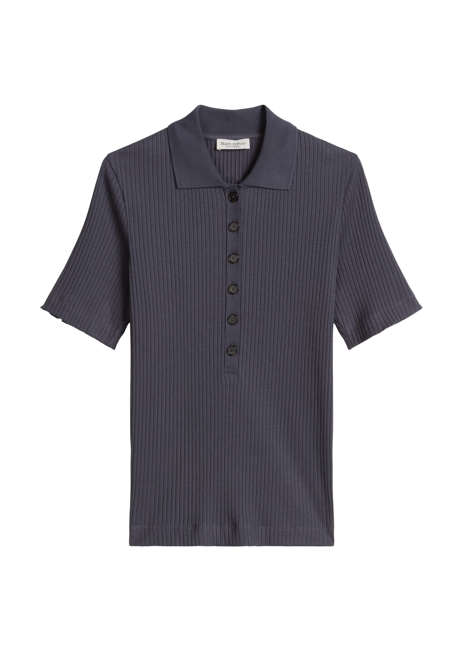 Marc O'Polo Poloshirt Rippstruktur, Slim Fit, lange Knopfleiste