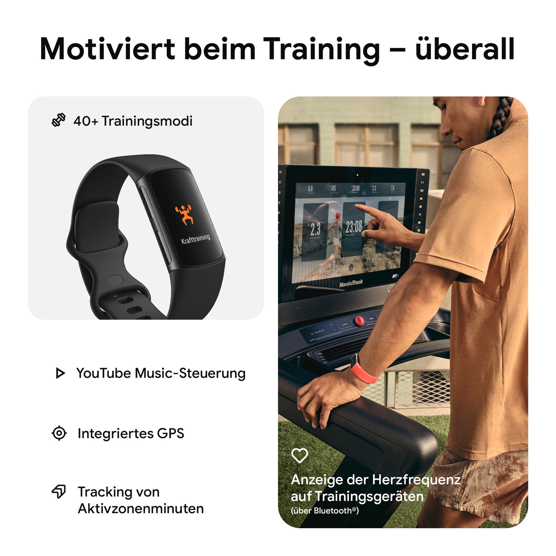 fitbit by Google Fitnessuhr »Charge 6«, Fitnesstracker GPS EKG SpO2 Google Wallet Maps Youtube Music)