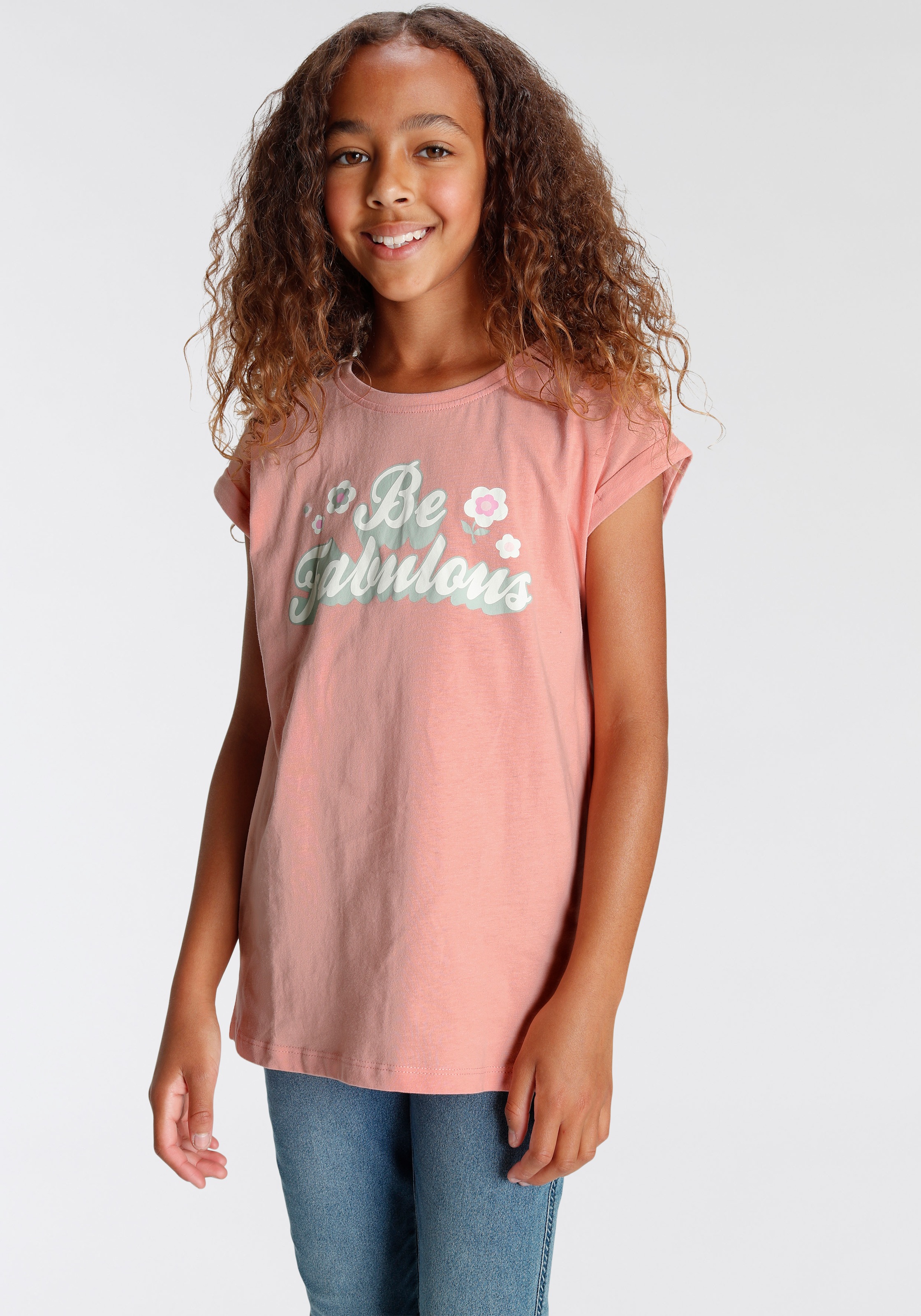 KIDSWORLD T-Shirt »Be fabulous«, in OTTO legerer Form weiter kaufen bei