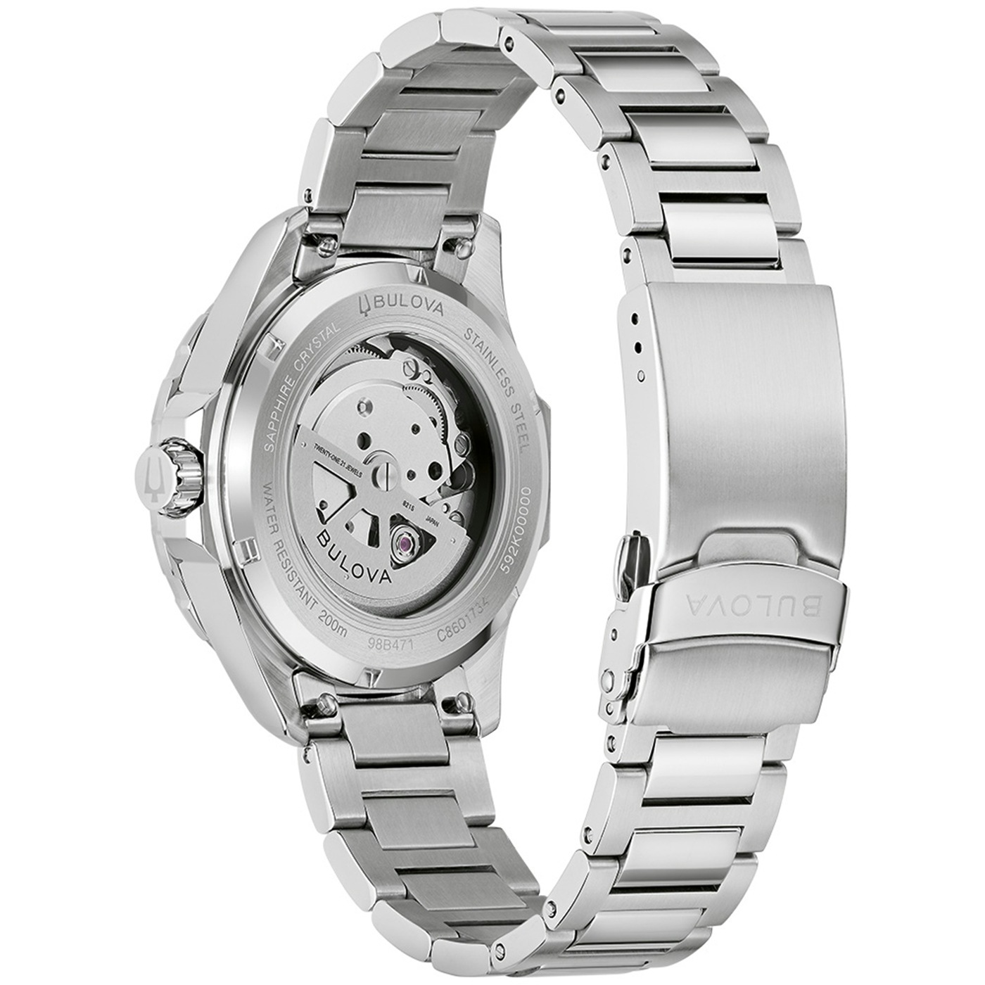 Bulova Mechanische Uhr »Marine Star« Armbanduhr, Herrenuhr, Edelstahlarmband, analog, Big Date
