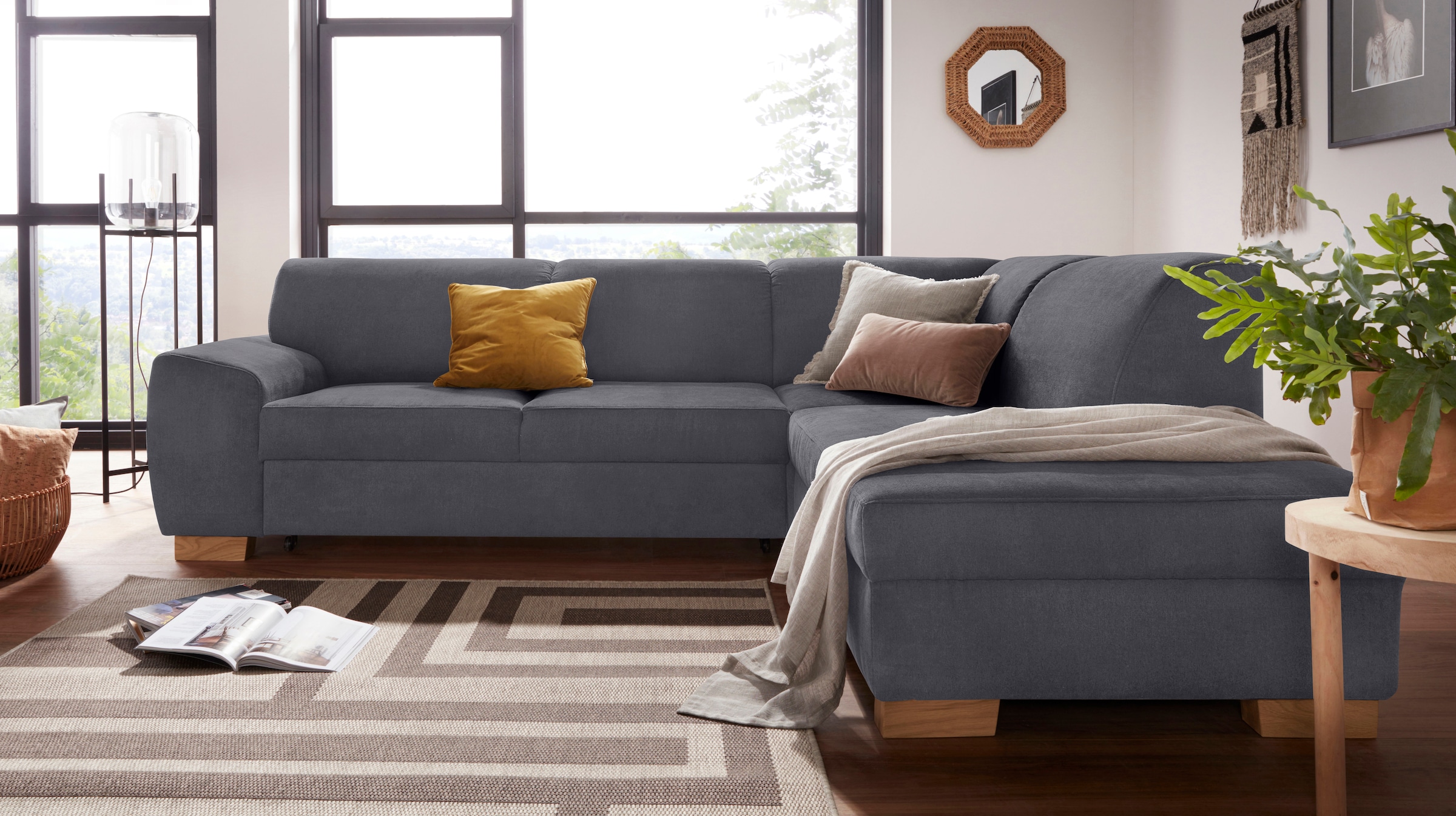 DOMO collection Ecksofa »Incanto kubische Formensprache, komfortabel, L-Form«, wahlweise mit Bettfunktion
