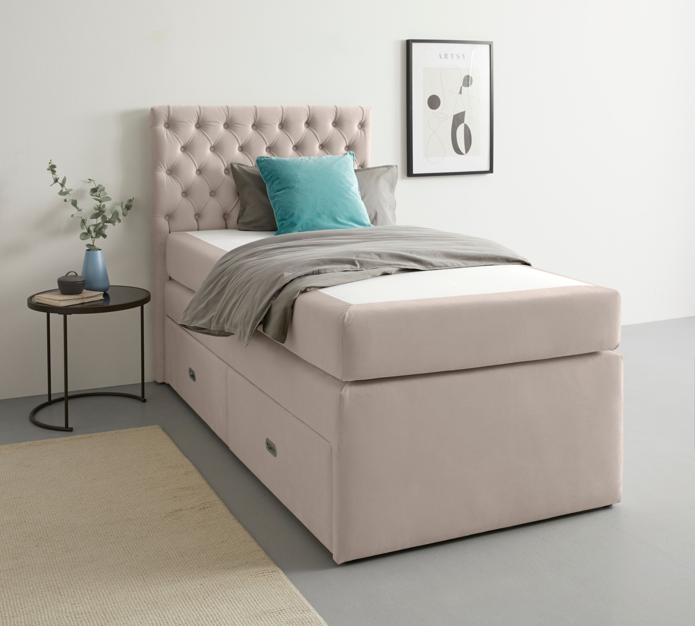 Home affaire Bett »Boxbett Alvi mit Schubladen, Taschen-Federkernmatratze« wahlweise Härtegrad der Matratze H2/H3/H4