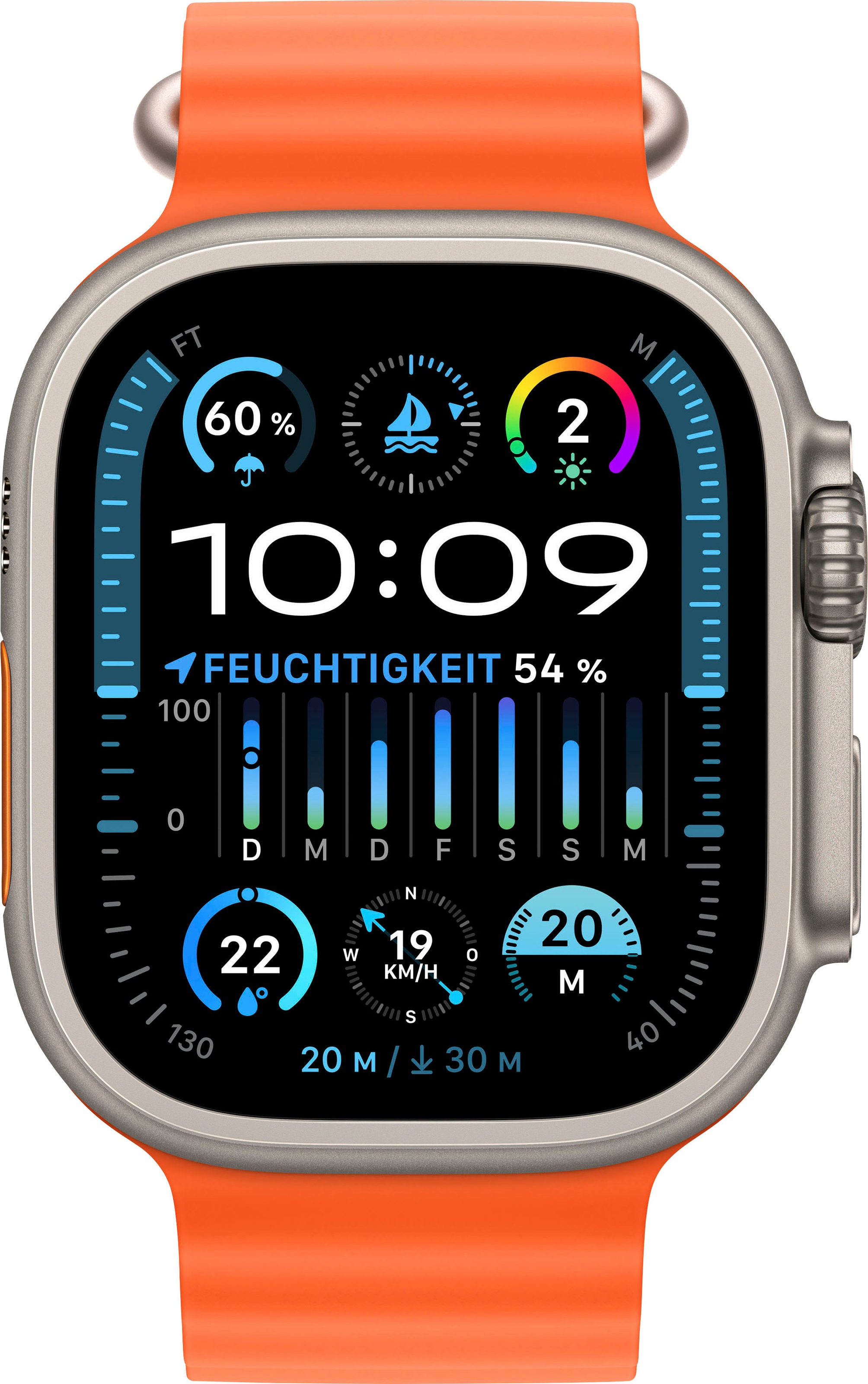 Apple Smartwatch »Watch Ultra 2 Titanium«, (4,9 cm / 1,92 Zoll), Watch OS 10, 64 GB, Ocean Band)