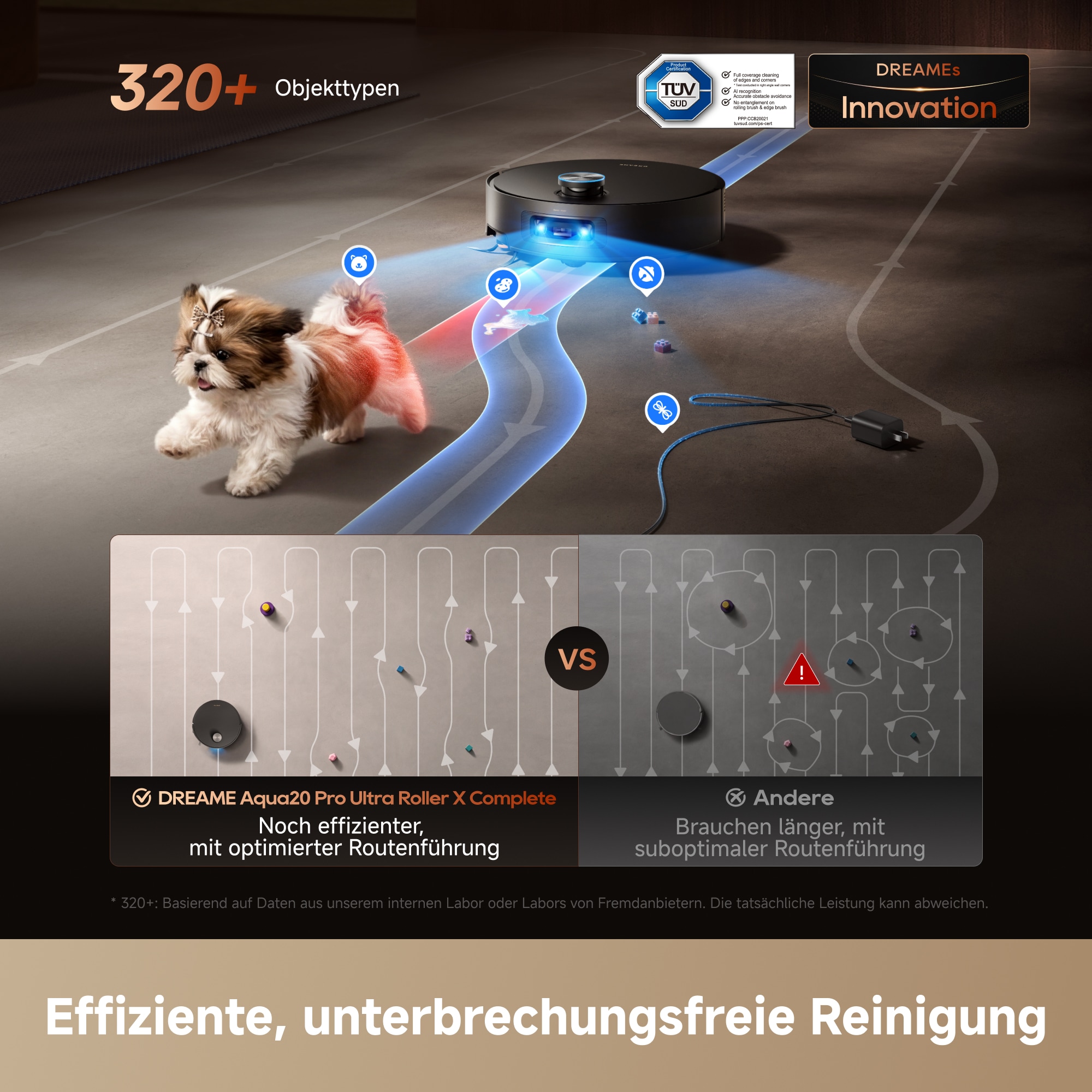 Dreame Nass-Trocken-Saugroboter »Aqua20 Pro Ultra Roller X Complete Marble Black« Vollautomatische Absaugstation, App-Steuerung