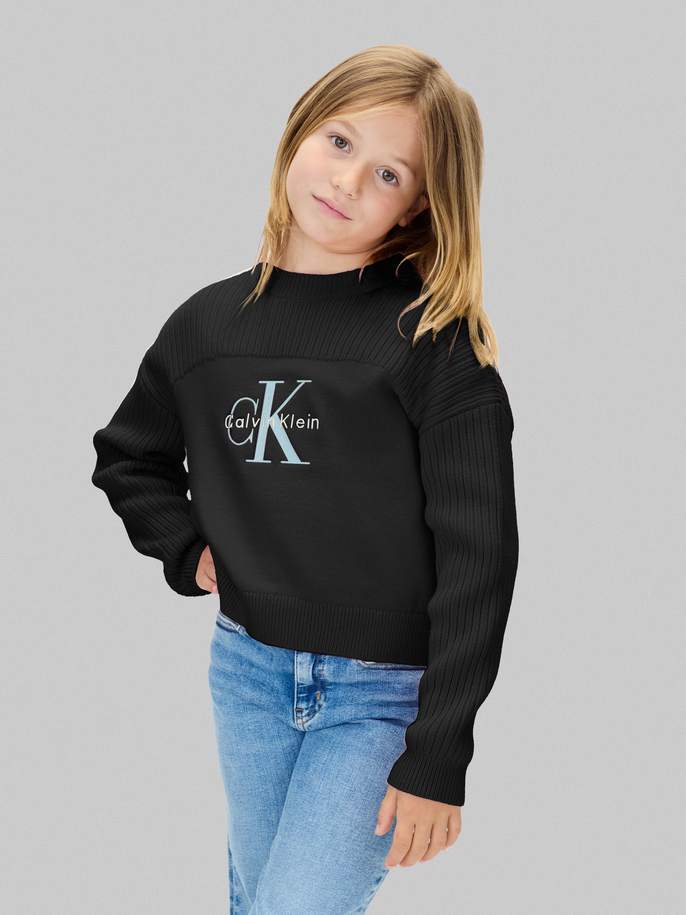 Calvin Klein Jeans Strickpullover »MONOLOGO CN SWEATER«, für Kinder bis 16 Jahre, Logo-Stickerei