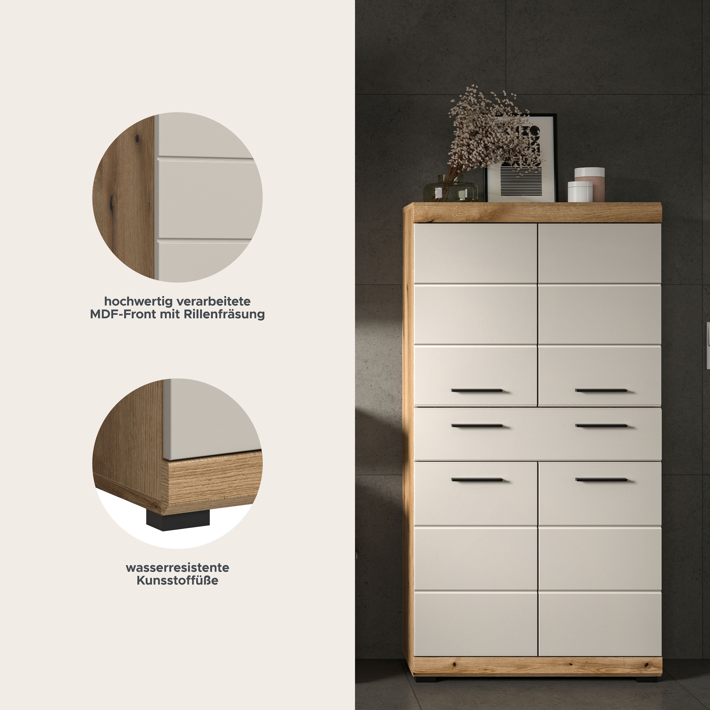 welltime Midischrank »SIENA, Breite 74cm, 4 Türen, 1 Schubkasten, 4 Fächer, MDF-Front« TOPSELLER!,  in verschiedenen Farben erhältlich, Badmöbel, Badschrank, Schrank, Bad