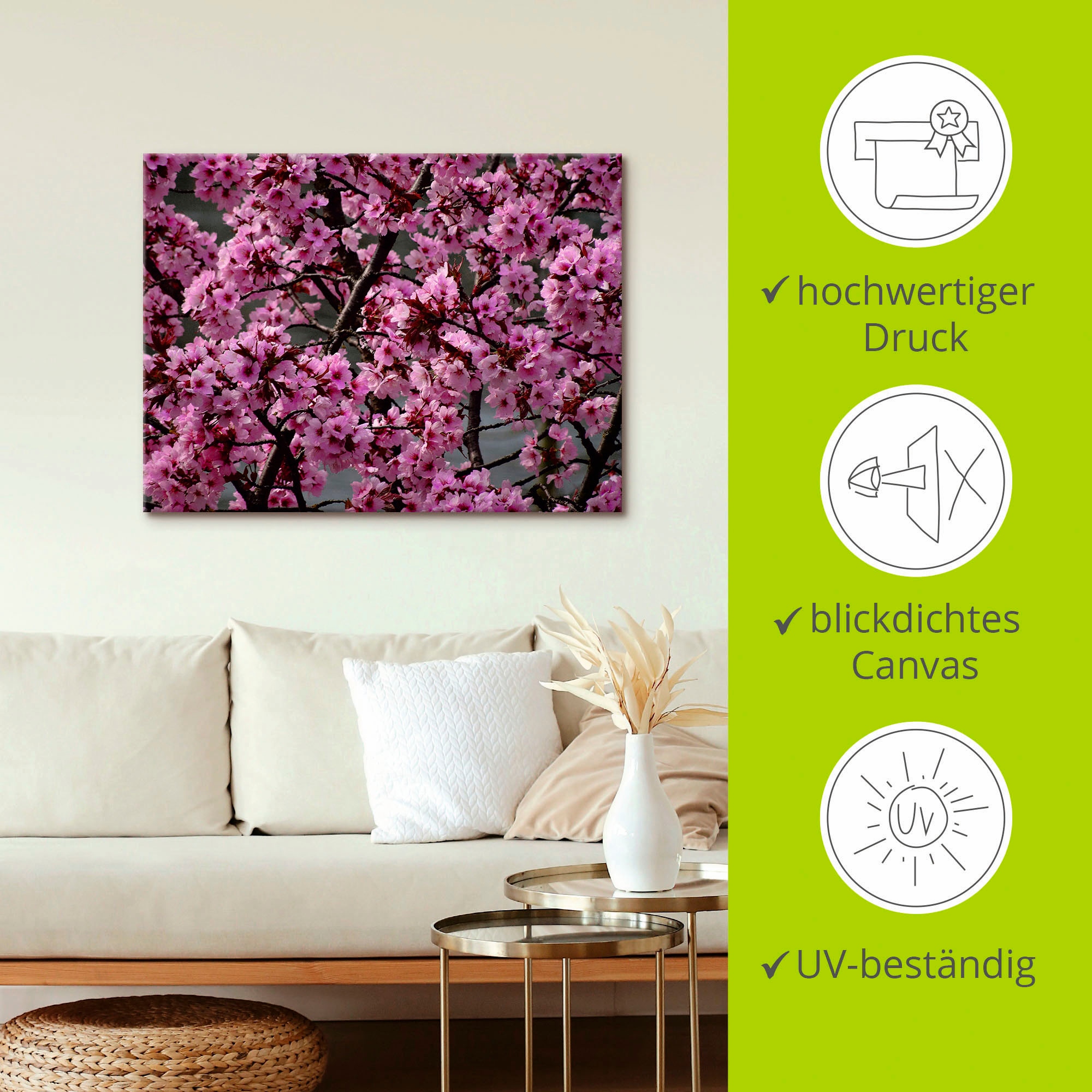 Artland Wandbild »Japanische Zierkirschen Blüte«, Bäume, (1 St.), als Leinwandbild, Poster in verschied. Größen