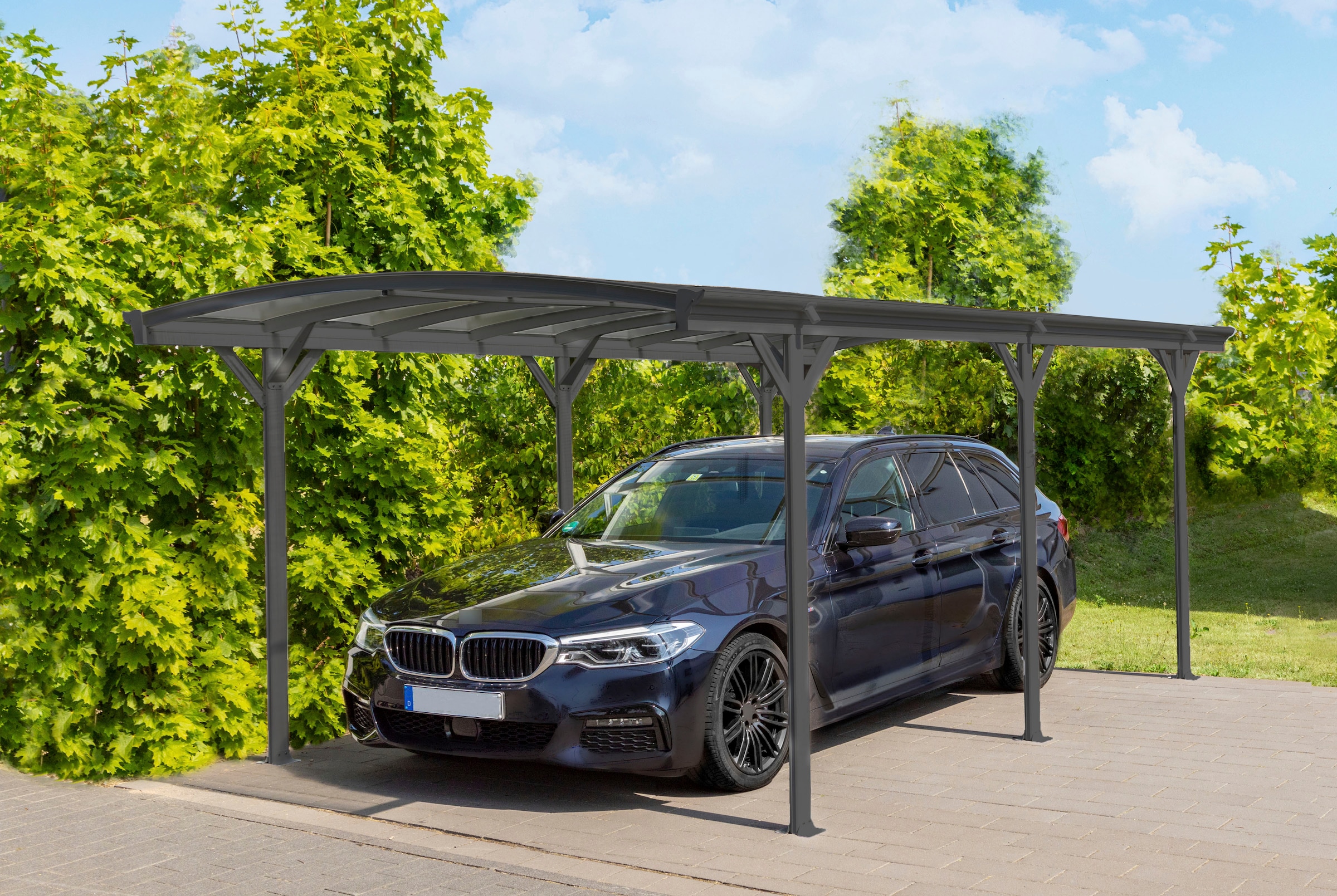 WESTMANN Einzelcarport »Rundbogen«, Aluminium, 276 cm, Anthrazit, aus Aluminium, anthrazit