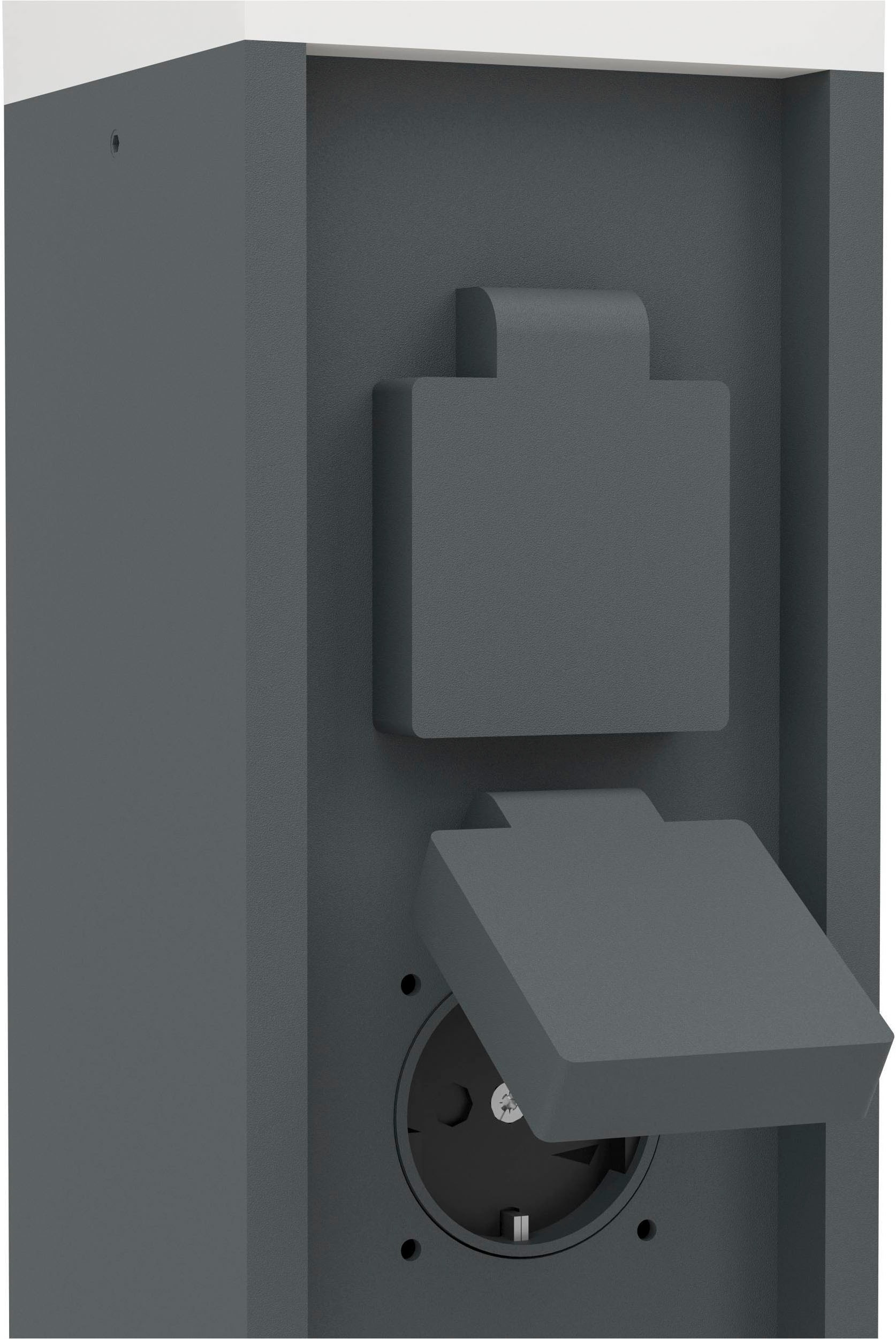 EGLO Gartensteckdose »Park 5 Außenlampe, Gartensteckdose, Stromverteiler außen, IP54, Lampe« 1 Stk. tlg. L10 x B10 x H50 cm, 1X25W exkl. 220-240V / 16A / max. 3520W