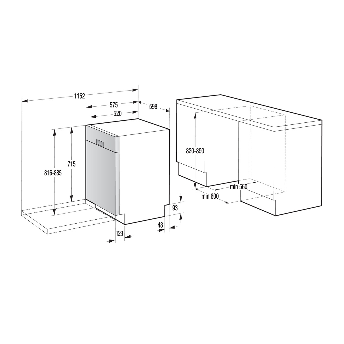GORENJE Unterbaugeschirrspüler »GU642D90W« 9,5 l 14 Maßgedecke