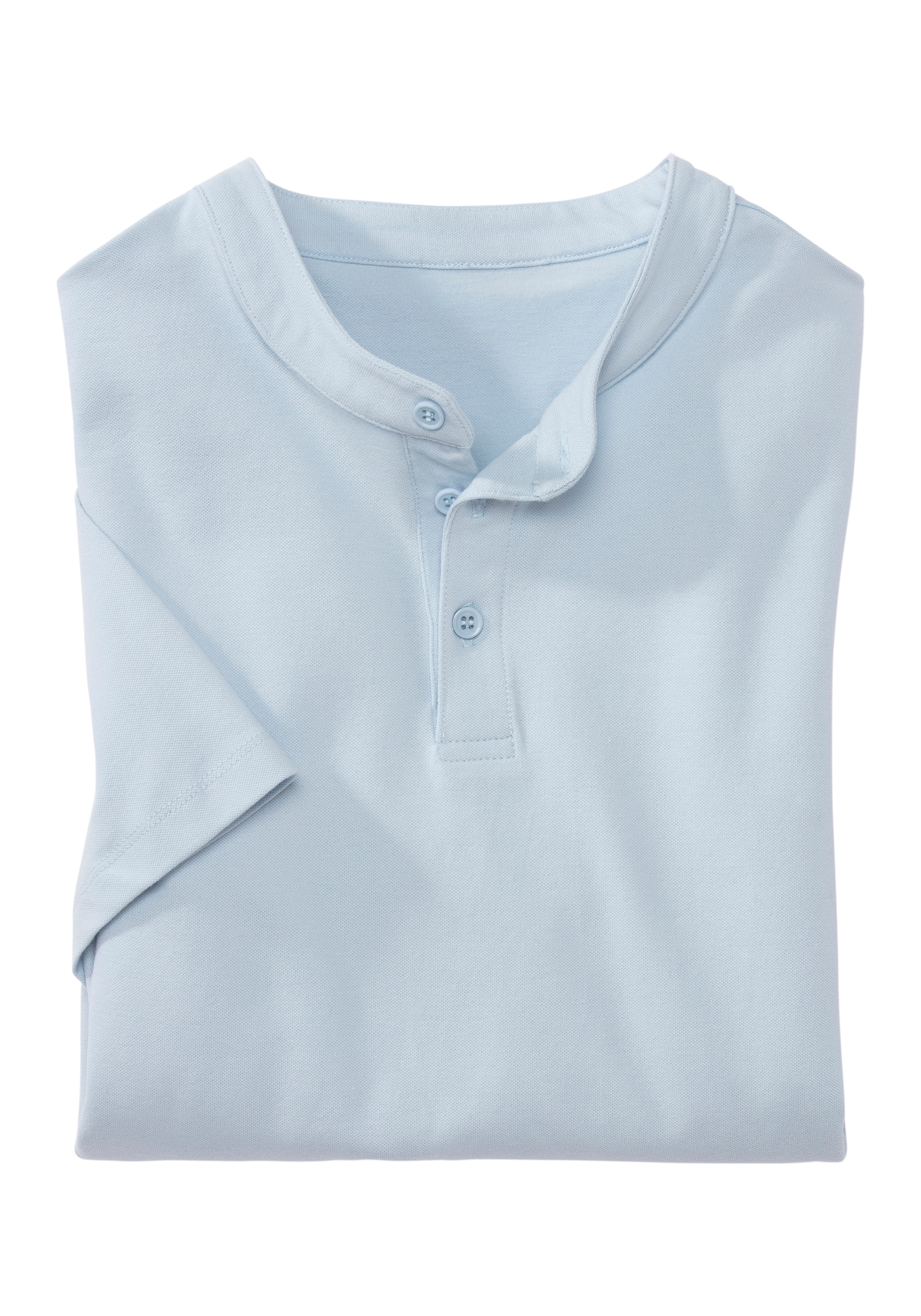 John Devin Poloshirt »mit kleinem Stehkragen,«, Regular Fit, Kurzarm mit Knopfleiste, reine Baumwolle
