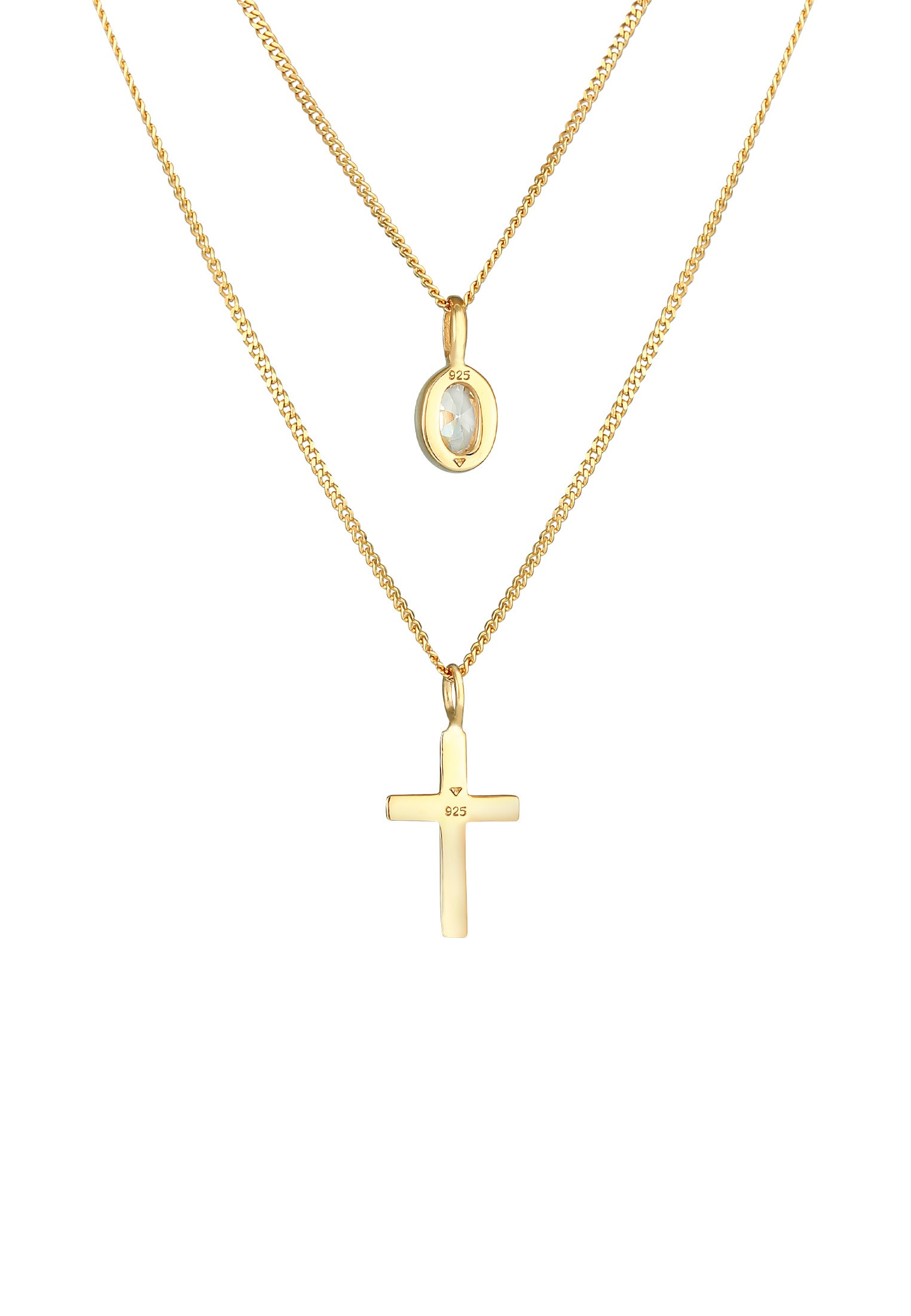 Elli Silberkette »Halskette Layer Zirkonia Kreuz Glaube 925 Silber«