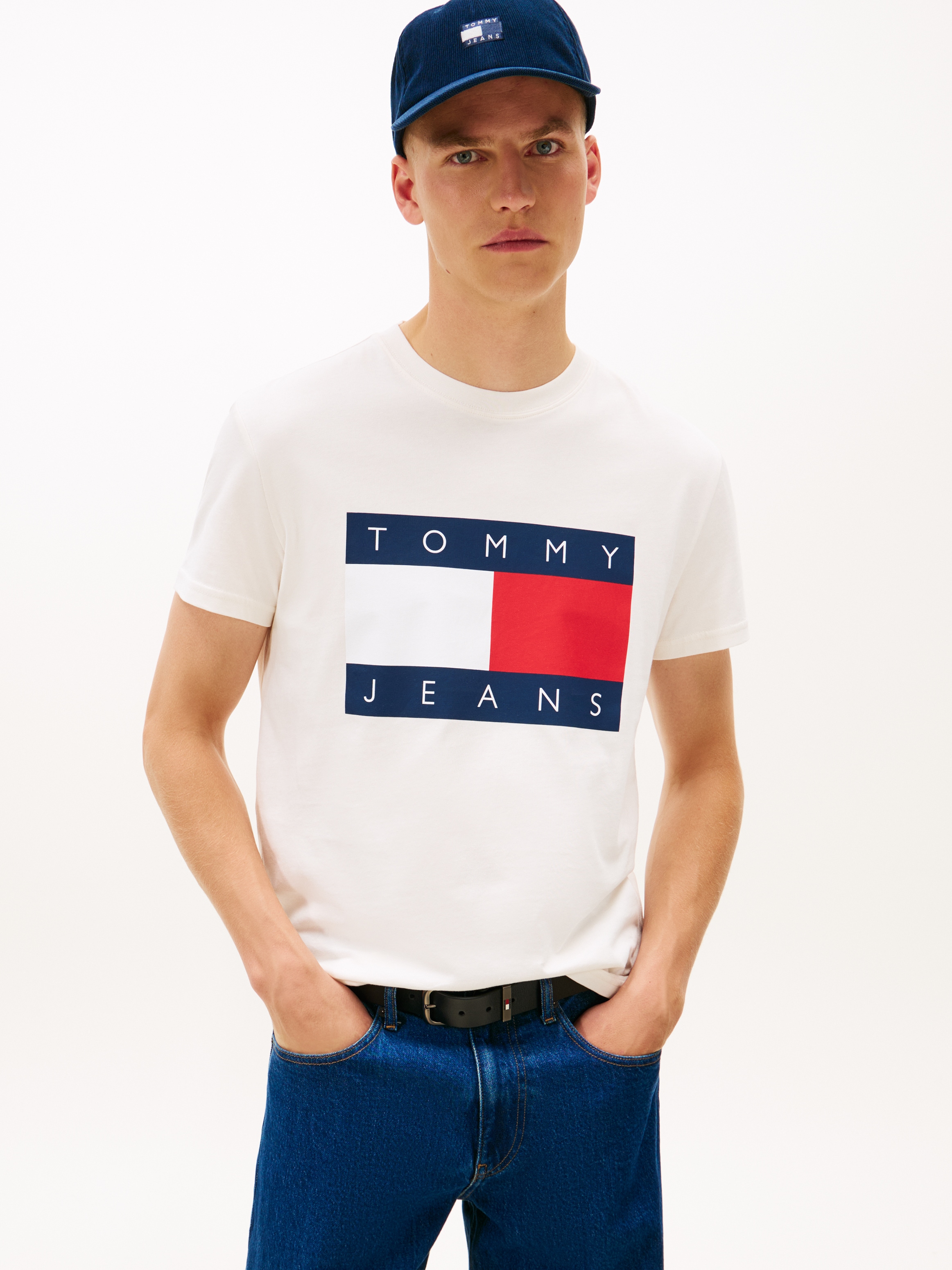 Tommy Jeans T-Shirt Rundhalsausschnitt, Regular Fit, Logo-Druck