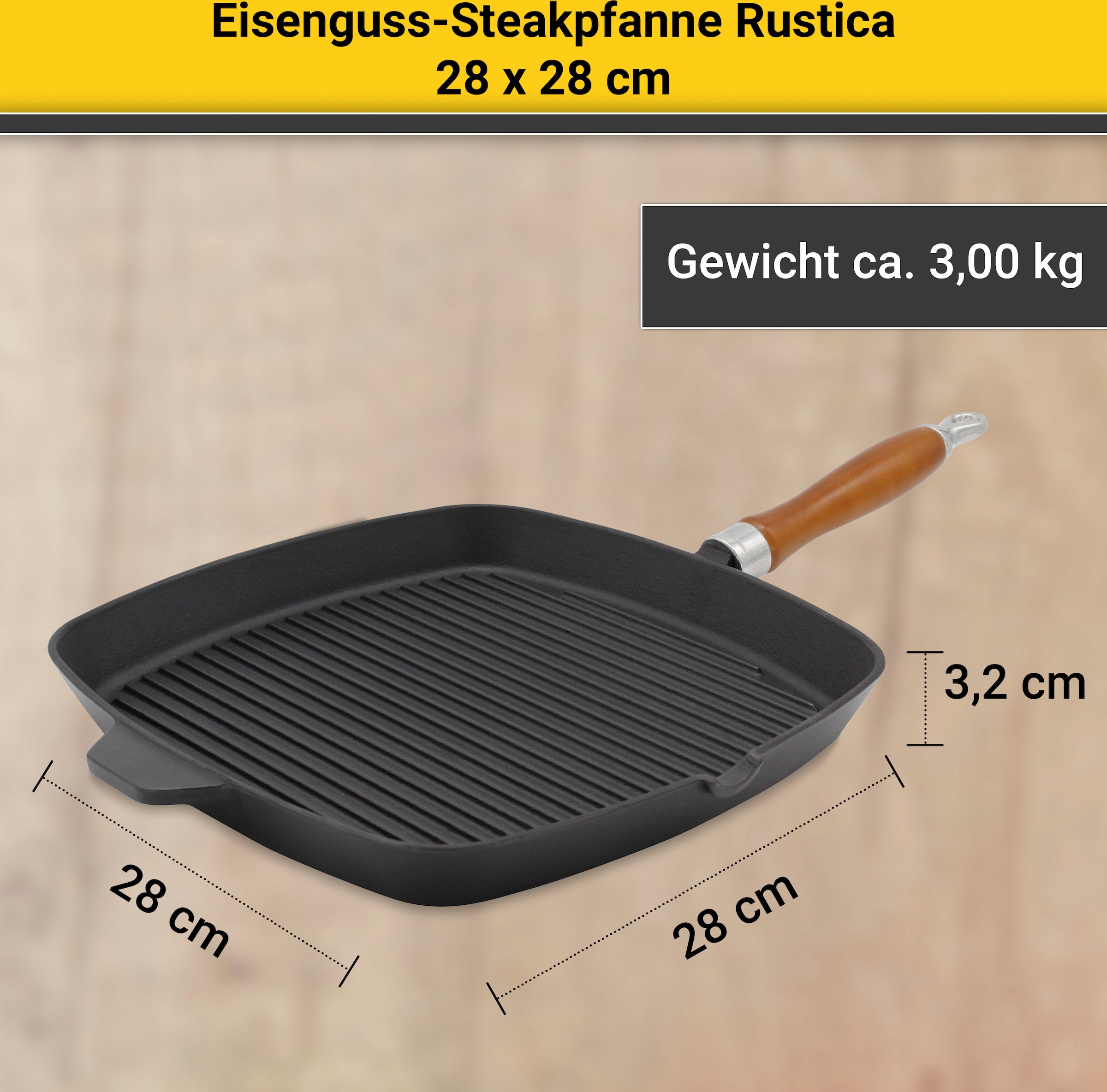 Krüger Steakpfanne »Rustica«, cm, Aluminiumguss, bei OTTO tlg.), 28x28 (1 Induktion