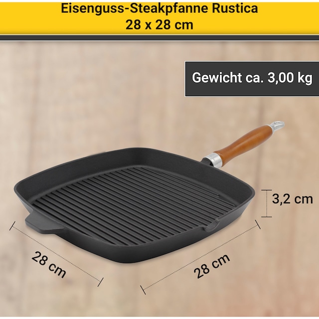 Krüger Steakpfanne »Rustica«, Aluminiumguss, (1 tlg.), 28x28 cm, Induktion  bei OTTO