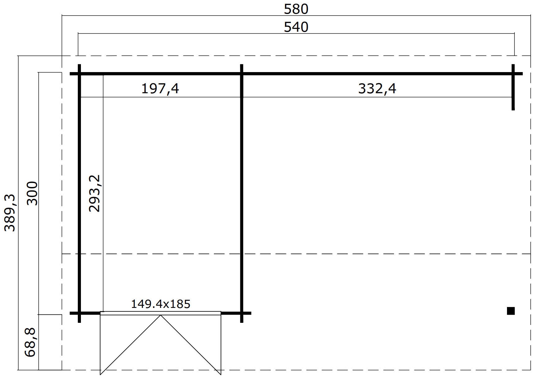 LASITA MAJA Gartenhaus »Kenzo 300«, (Set), Blockbohlenhaus 34mm Anbau, Fundamentmaß 5400x3000, Schwedenrot