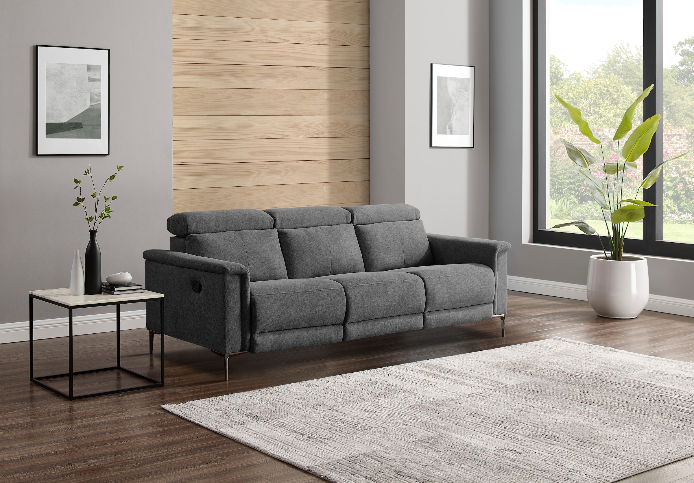 OTTO home 3-Sitzer »LUND B: 222 cm - OTTO. Verlässliche Qualität. Mit Relaxfunktion« in 2 Sitzen (links/rechts), manuell/elektrisch (USB-C), Kopfteilverst.