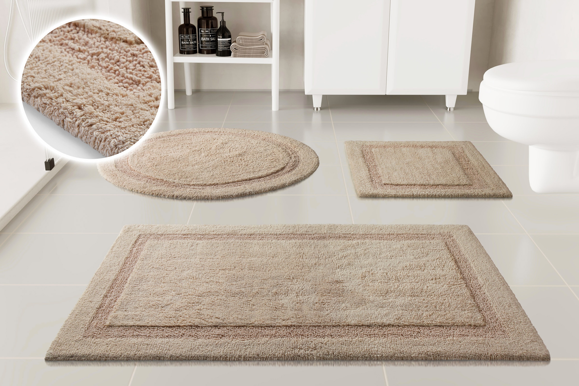 OTTO home Badematte »Meellor« Höhe 20 mm rutschhemmend beschichtet fußbodenheizungsgeeignet Badteppich, getuftet, modern, Uni, antirutsch, flauschig, Baumwolle