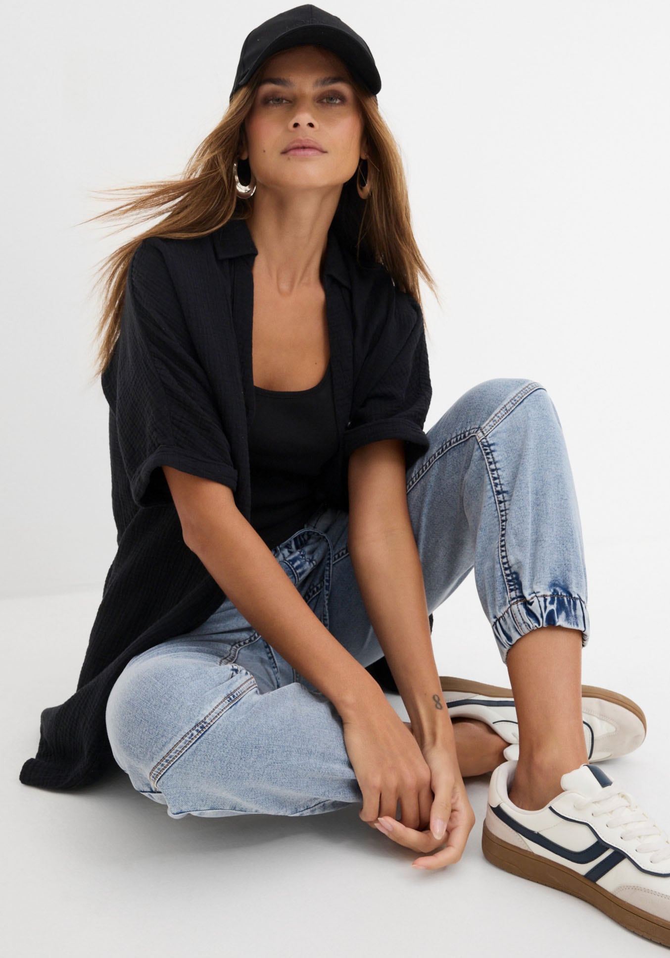 bonprix Jeansjeggings loose fit Passform, aus Baumwolle, Polyester und Elasthan