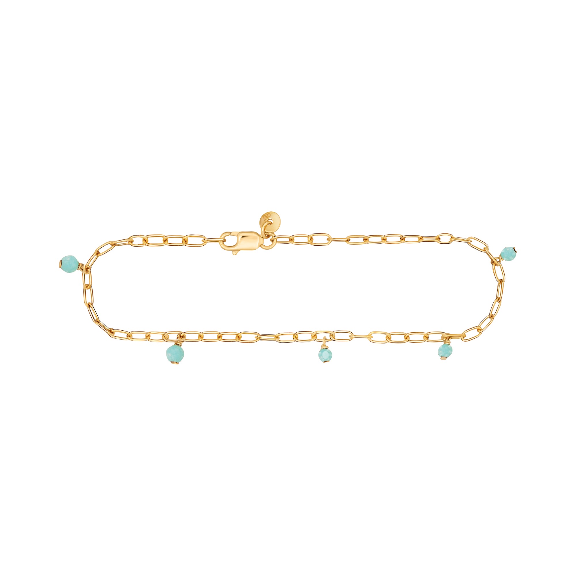 CAÏ Armband »925 Silber vergoldet Amazonit«, grobgliedrige Silberkette