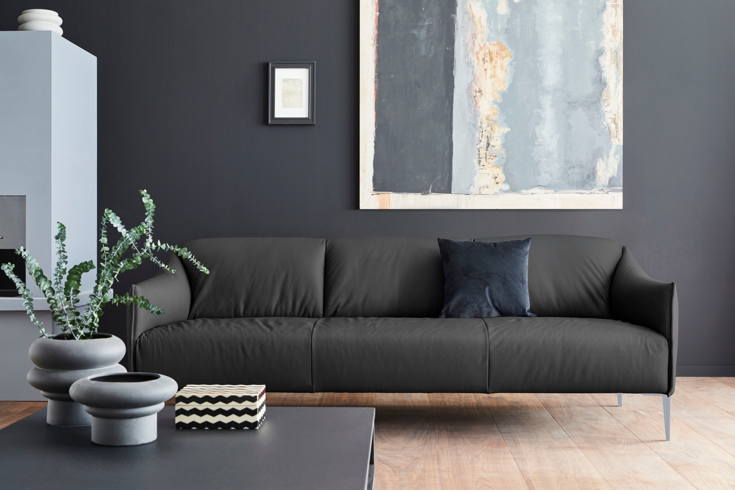 W.SCHILLIG 3-Sitzer »sally Design-Sofa, Loungesofa, bequem, schmale Armlehnen, Breite 224cm« mit Metallfüßen in Silber matt, Breite 224 cm