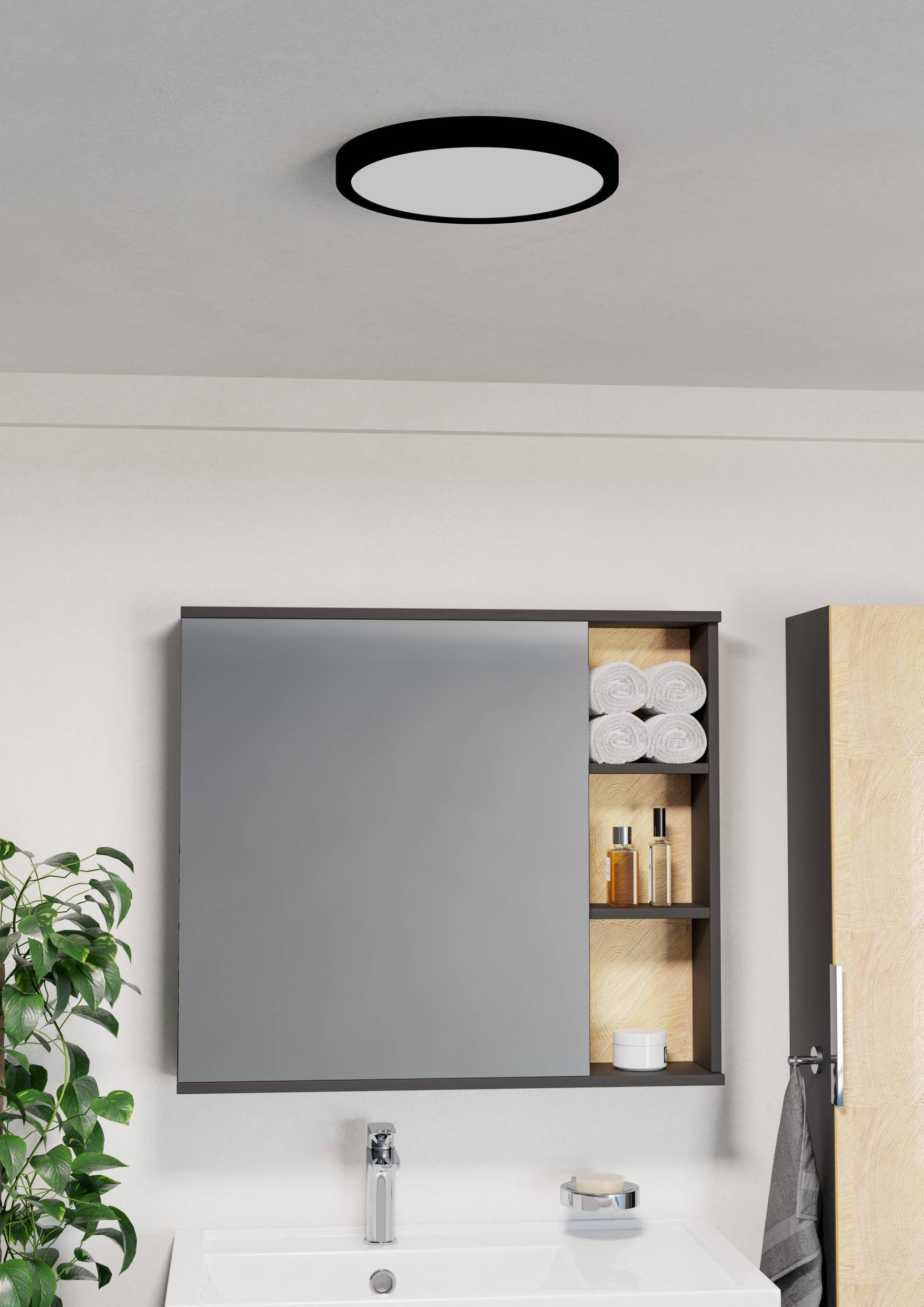 EGLO Aufbauleuchte »Fueva 6 Deckenleuchte, Aufbaulampe, Badlampe Decke, Kunststoff, IP44« LED-Modul 1 Stk. Kaltweiß | Neutralweiß | Warmweiß Aufbauleuchte - H2,5 x Ø27,8 cm - schwarz - 14,2W inkl.